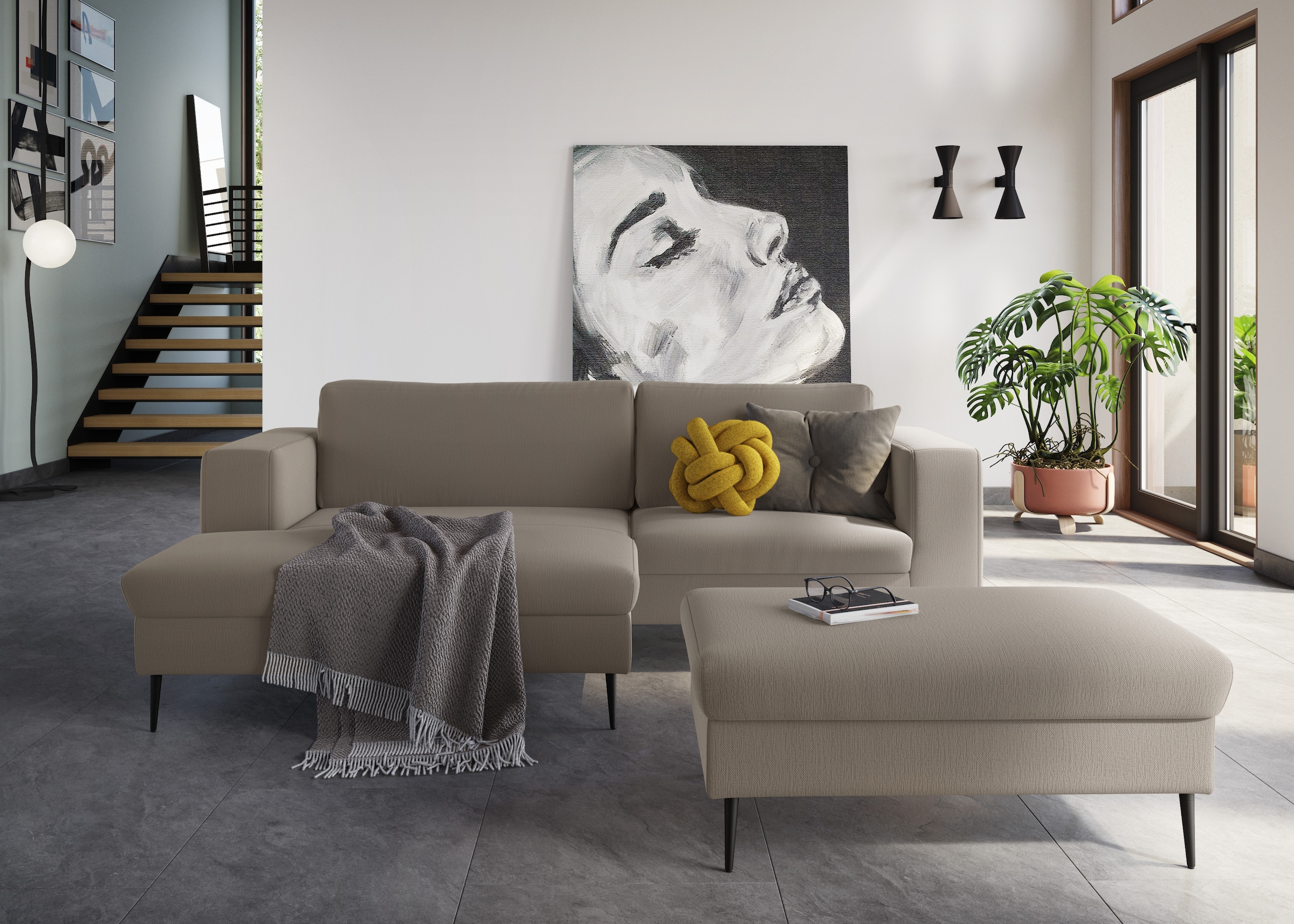 DOMO collection Ecksofa »Modica kompakt und elegant, Breite 244, L-Form« moderne Optik mit extrabreiter Recamiere, auch in Cord