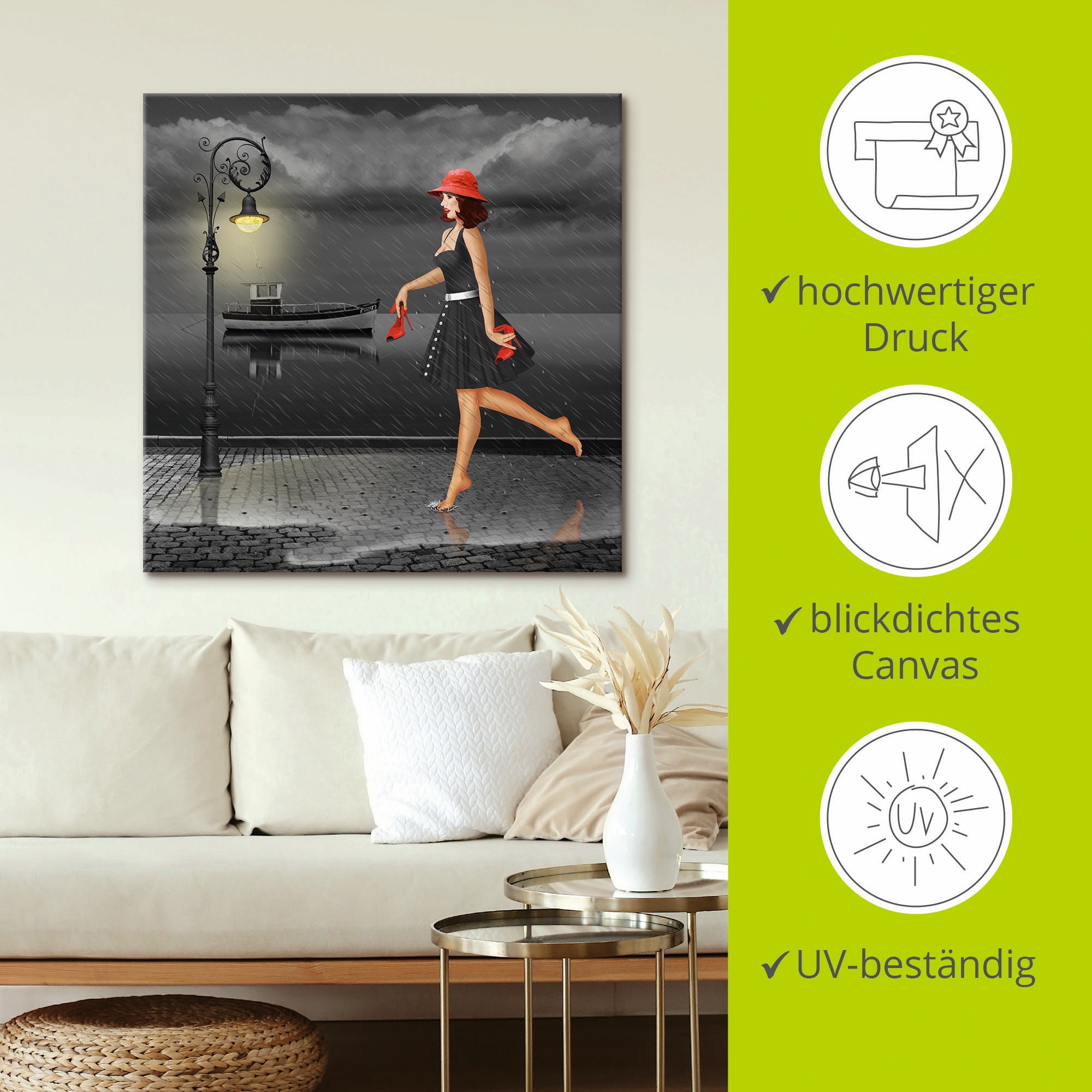Artland Wandbild »Tanzen im Regen«, Frau, (1 St.), als Leinwandbild, Poster in verschied. Größen