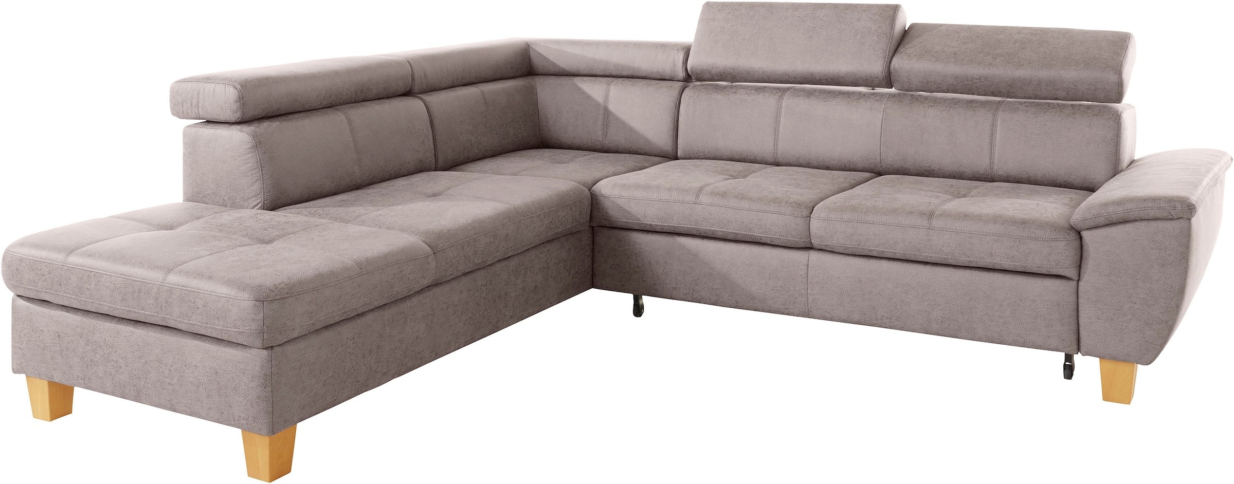 exxpo - sofa fashion Ecksofa »Enya, aufwendige Detailverarbeitung, hoher Sitzkomfort, bequem, L-Form«, mit Kopfteilverstellung, wahlweise Bettfunktion u. Bettkasten