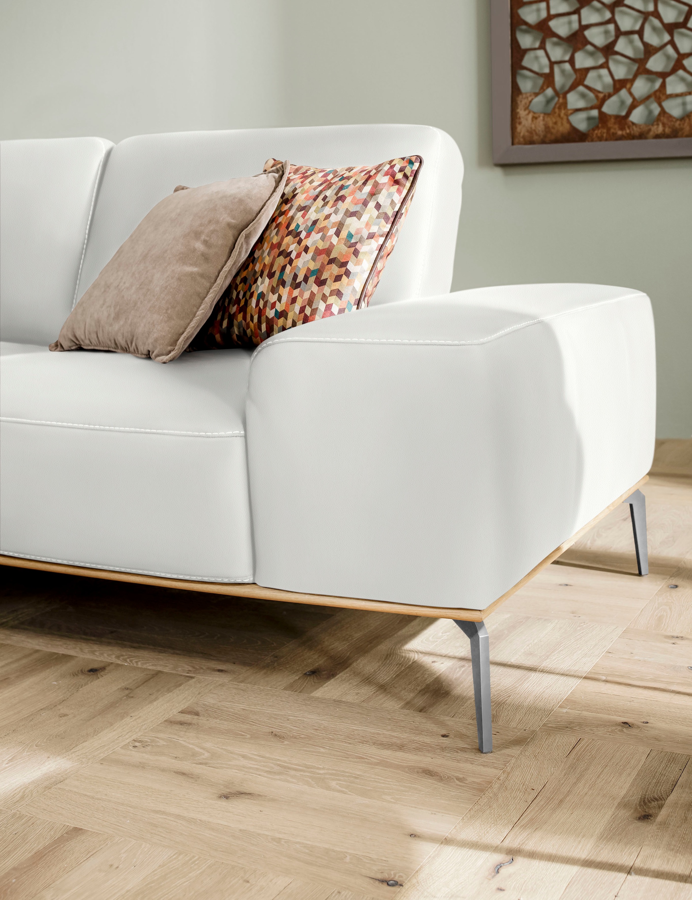 W.SCHILLIG Ecksofa »run, Designsofa, bequem, L-Form«, mit elegantem Holzsockel, Füße in Chrom glänzend, Breite 299 cm