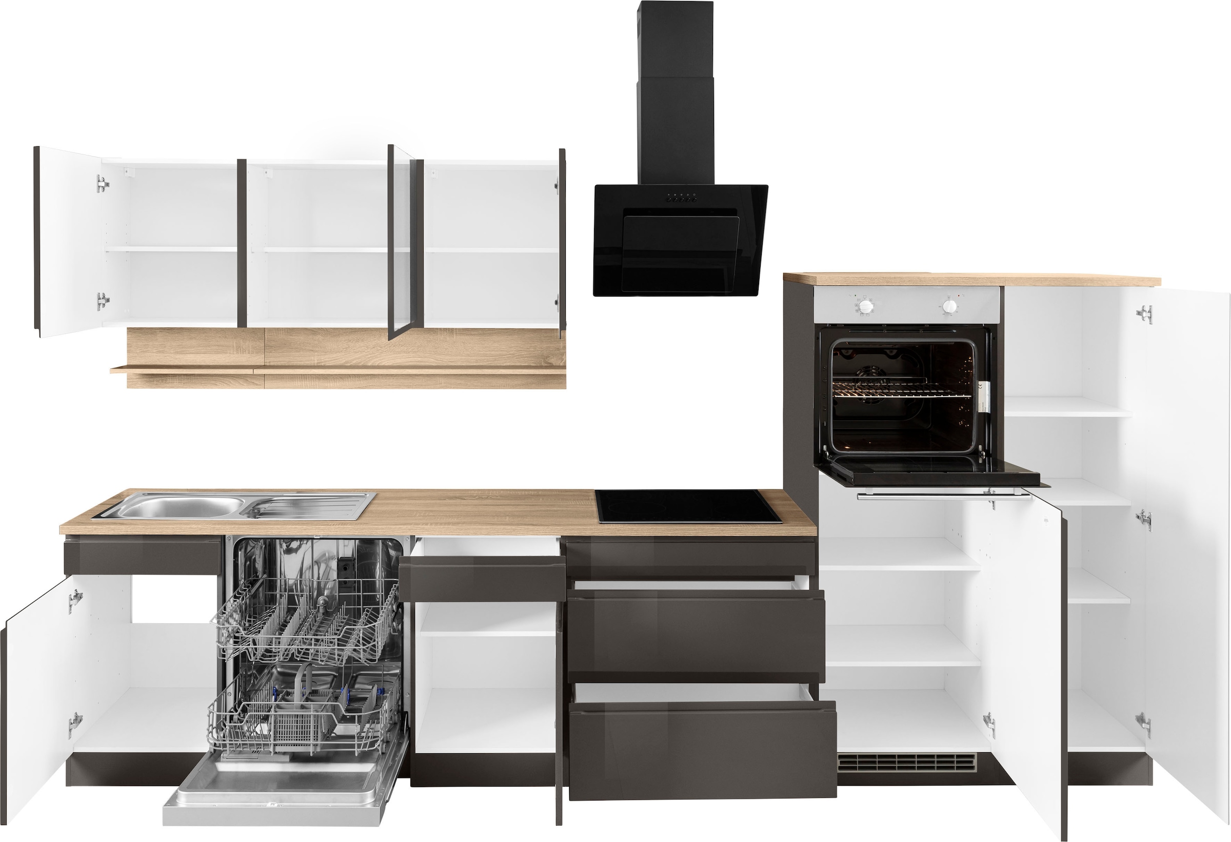 KOCHSTATION Küchenzeile »KS-Virginia«, Breite 350 cm, ohne E-Geräte