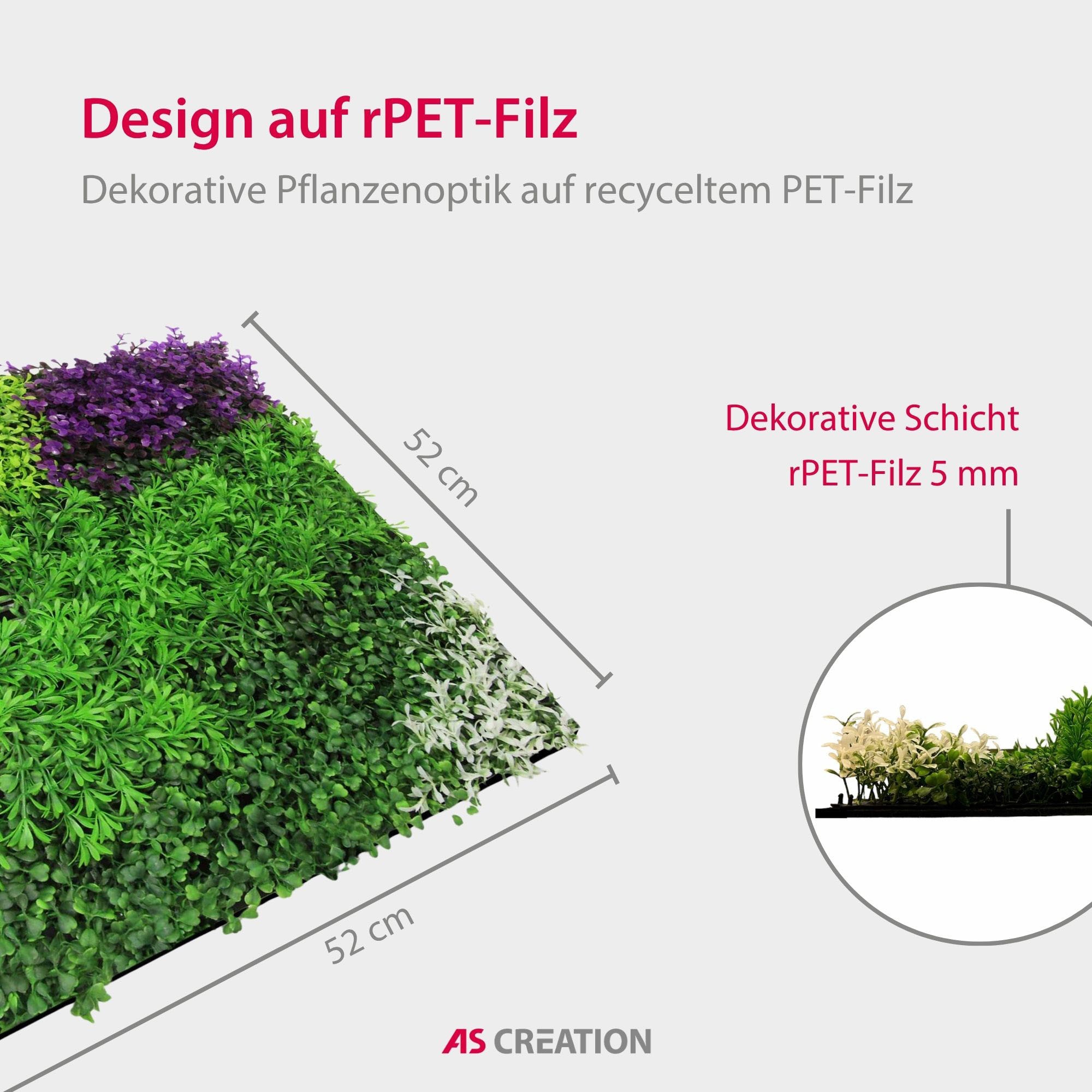 Architects Paper Wandpaneel »A.S. Création Modular Wall Wandpaneel Pflanzenoptik« 1 tlg. Kunstpflanzen auf rPET-Filz für farbstarke botanische 3D-Wände