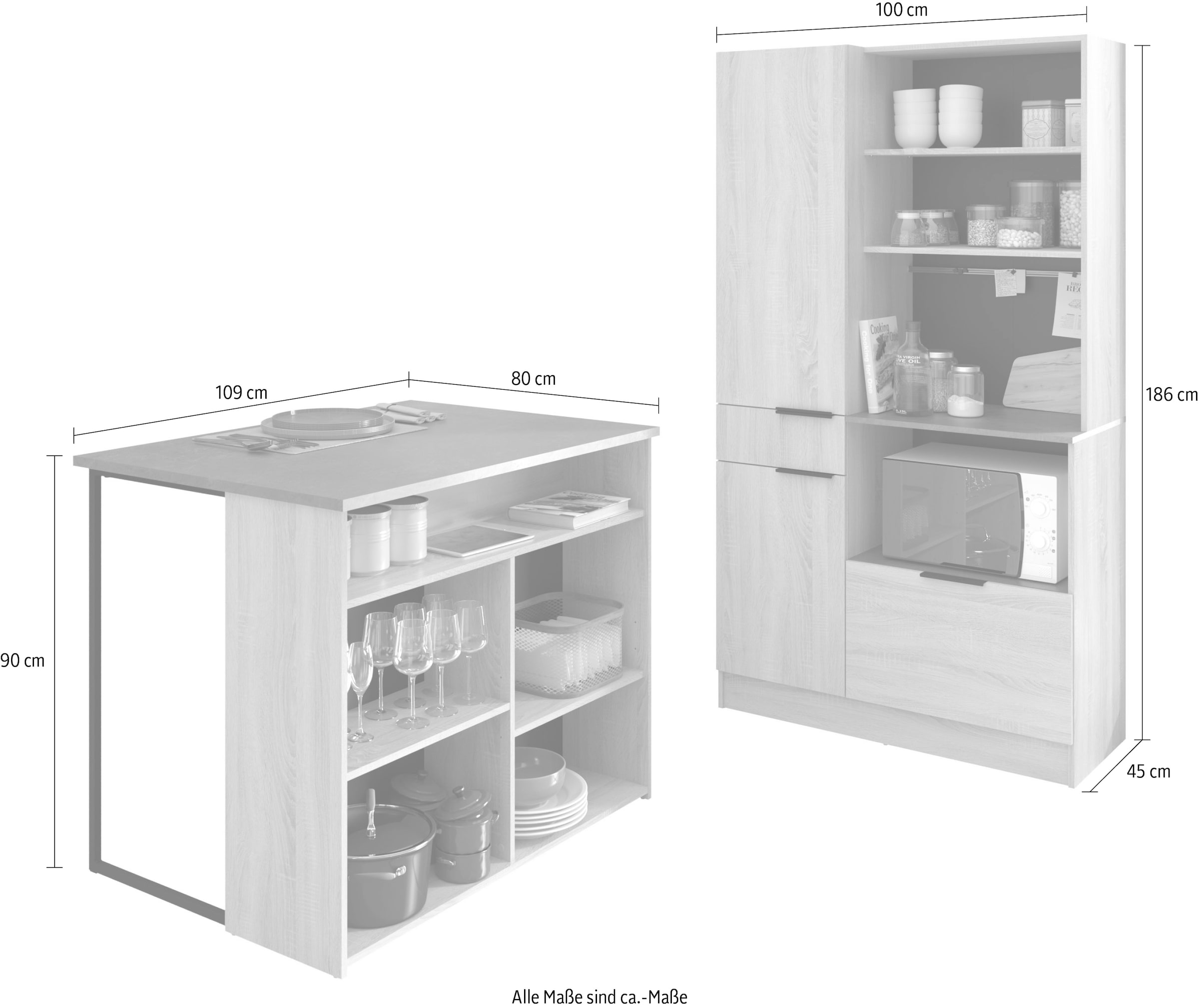 Parisot Schrank-Set »Fumay«, (Set, 2 St.), viel Stauraum, Kabeldurchlaß