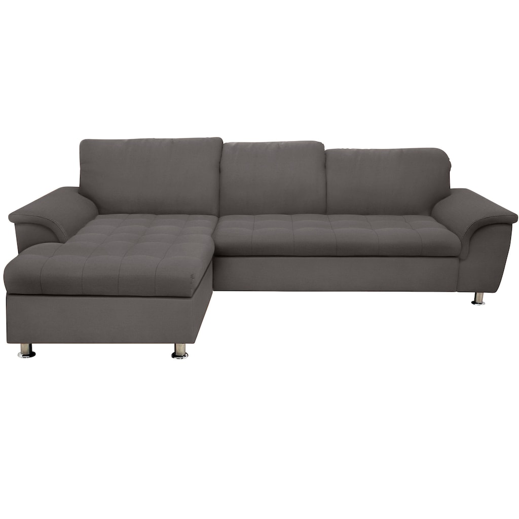 DOMO collection Ecksofa »Franzi Steppung im Sitzbereich B7T/H: 278/162/80 cm, Schlafsofa«, wahlweise mit Bettfunktion, Bettkasten und Kopfteilverstellung