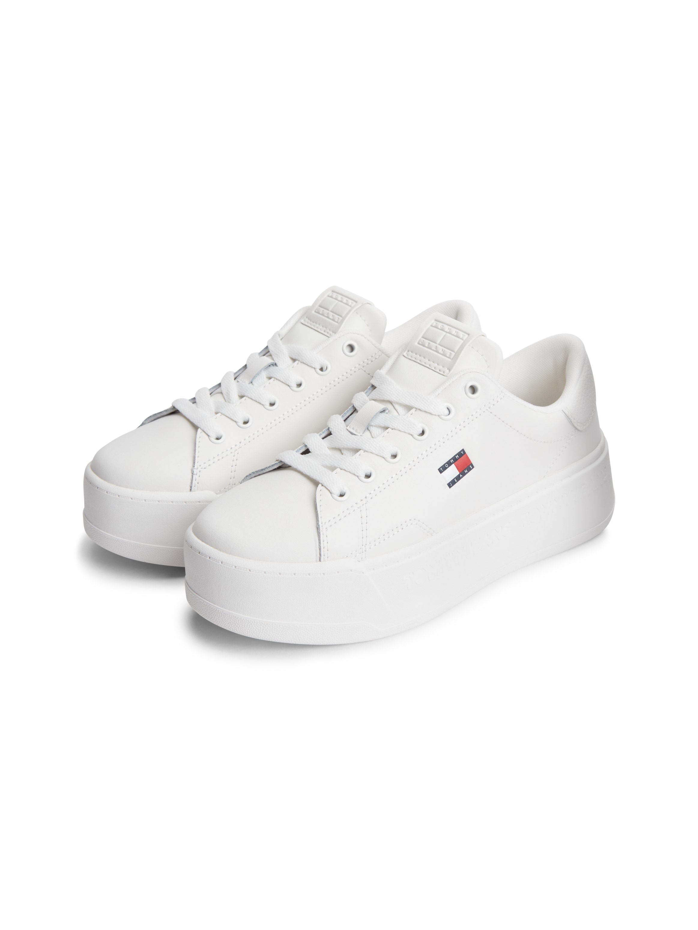 Tommy Jeans Plateausneaker »TJW SCRIPT CUPSOLE FLATFORM«  Freizeitschuh, Halbschuh, Schnürschuh mit seitlicher Logoflagge