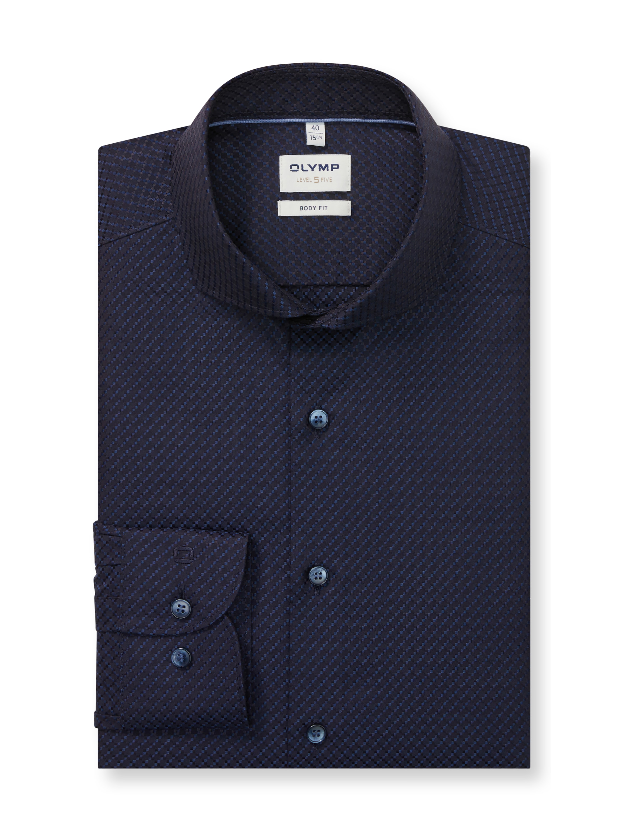 OLYMP Langarmhemd »Level 5« Businesshemd, body fit, mit feiner Struktur, Haifischkragen