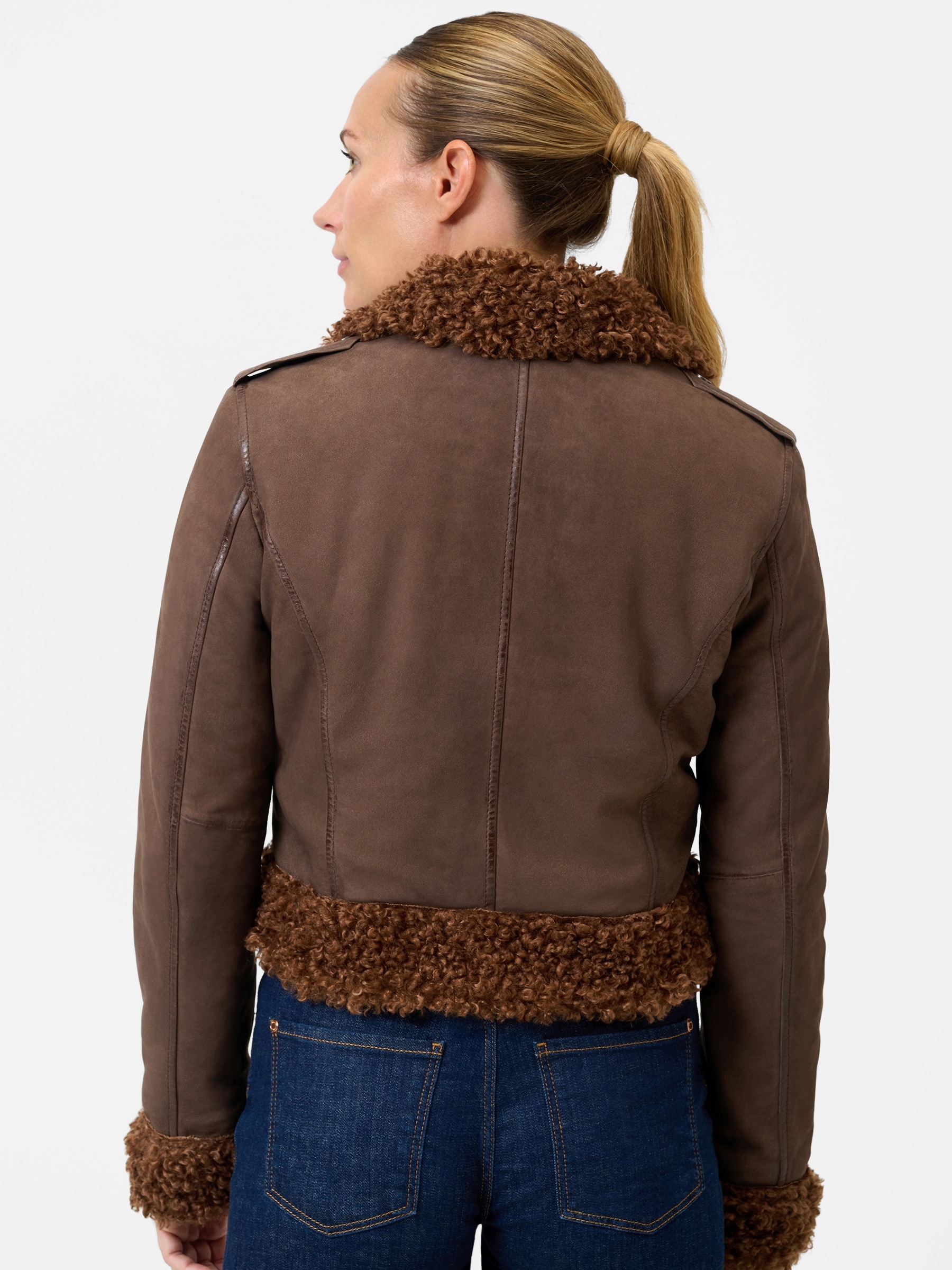 RICANO Bikerjacke »Lederjacke Natalia« ohne Kapuze Handgefertigt aus echtem Leder