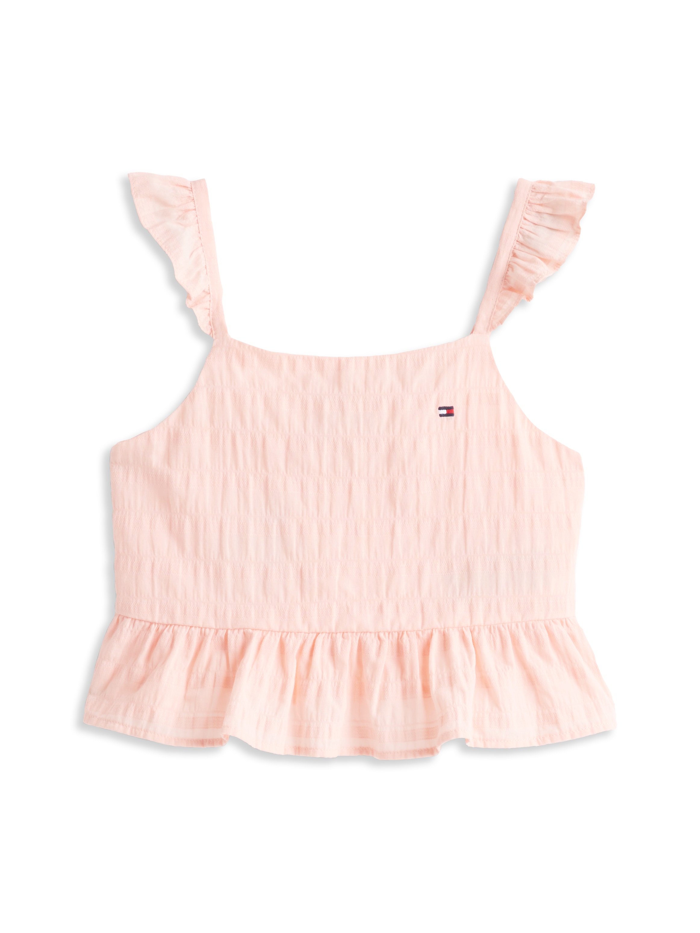 Tommy Hilfiger Trägertop »TEXTURED COTTON TOP SLVLS«, mit Stickerei, mit Rüschen