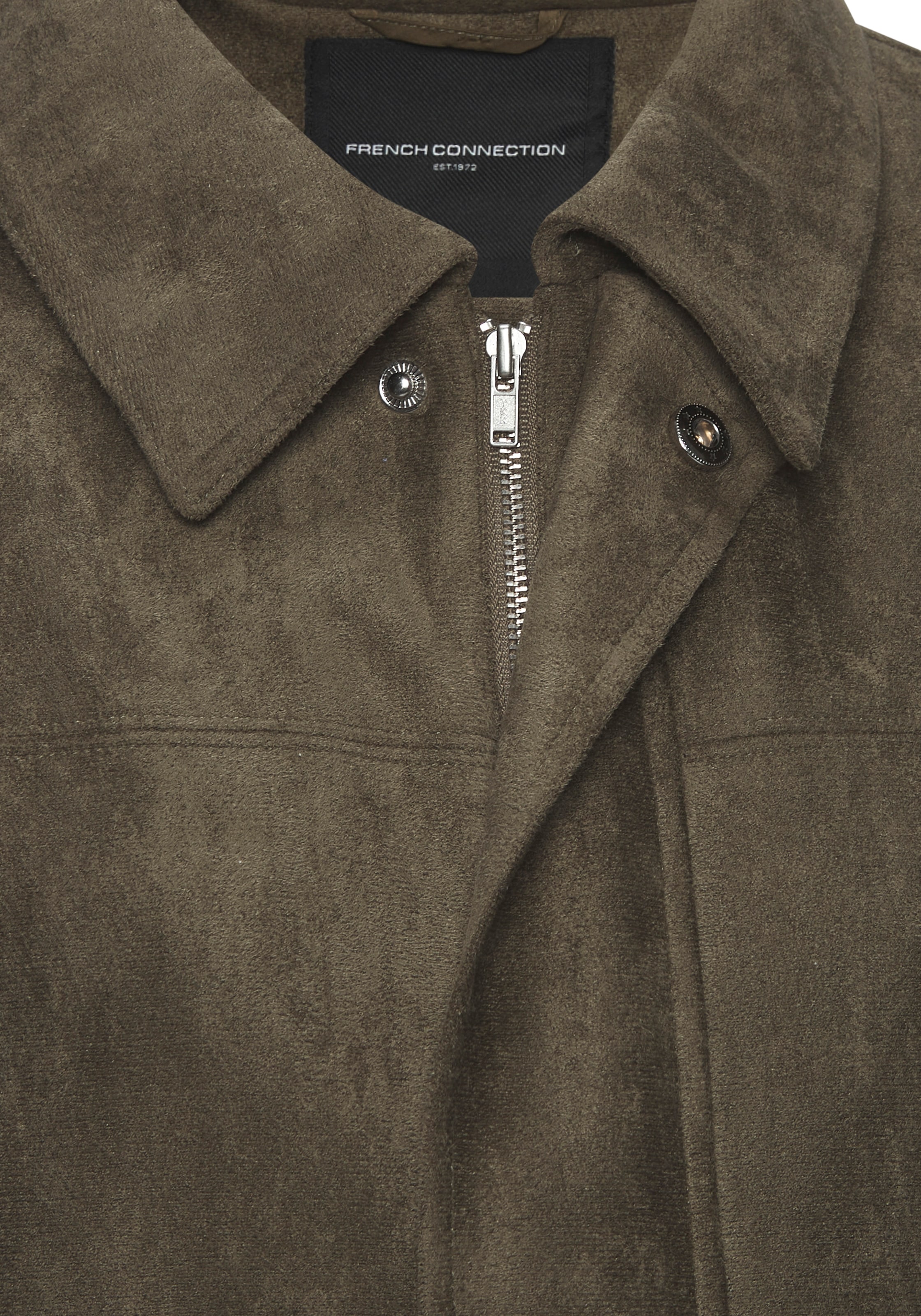 French Connection Lederimitatjacke »in Veloursleder-Optik mit verdecktem Reißverschluss vorne, Oversize«