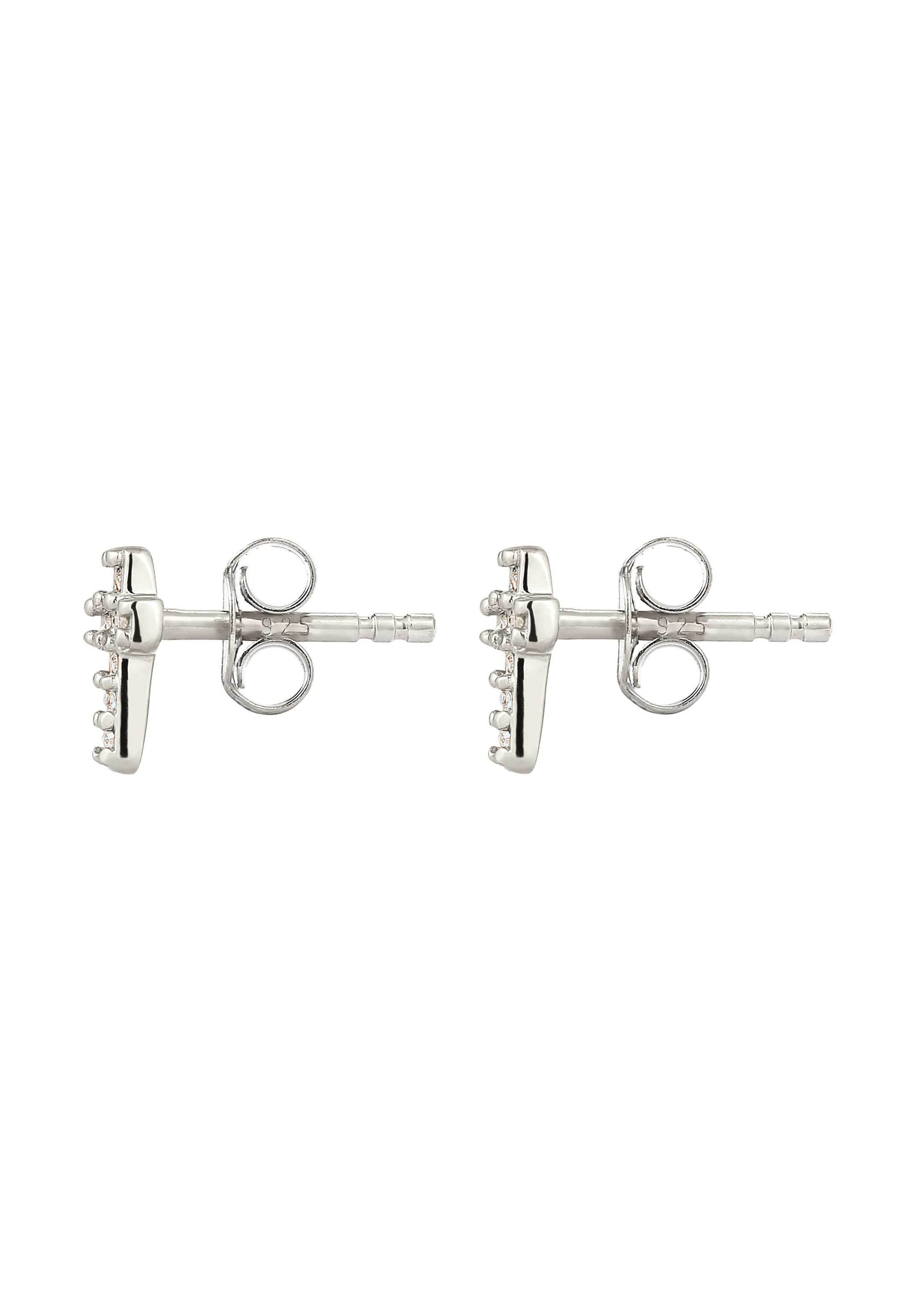 Elli Paar Ohrstecker »Ohrringe Ohrstecker Kreuz mit Kristallen von Swarovski® Weiß 925 Sterling Silber«