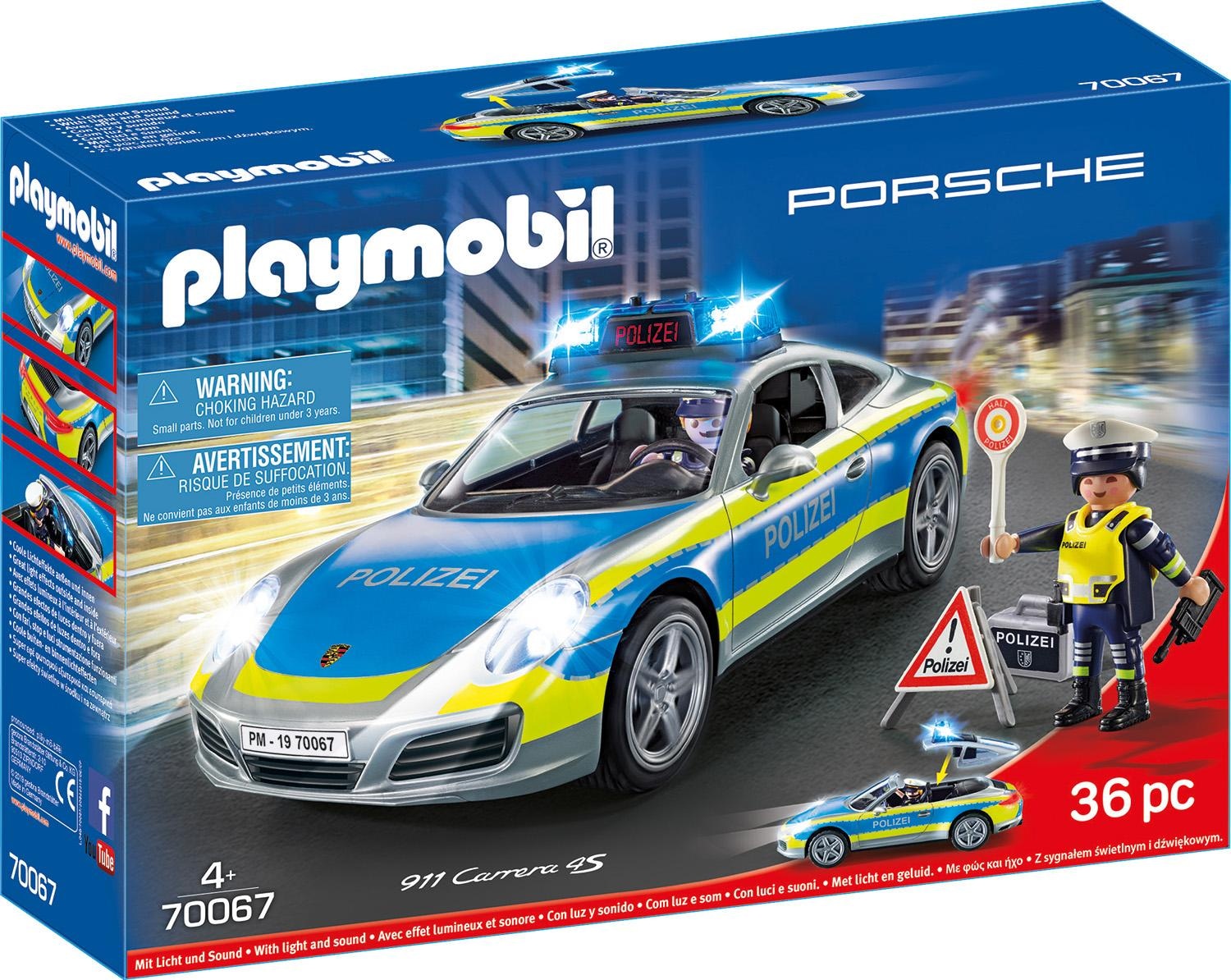 Playmobil® Konstruktions-Spielset »Porsche 911 Carrera 4S Polizei (70067), City Action«, (36 St.), Made in Germany