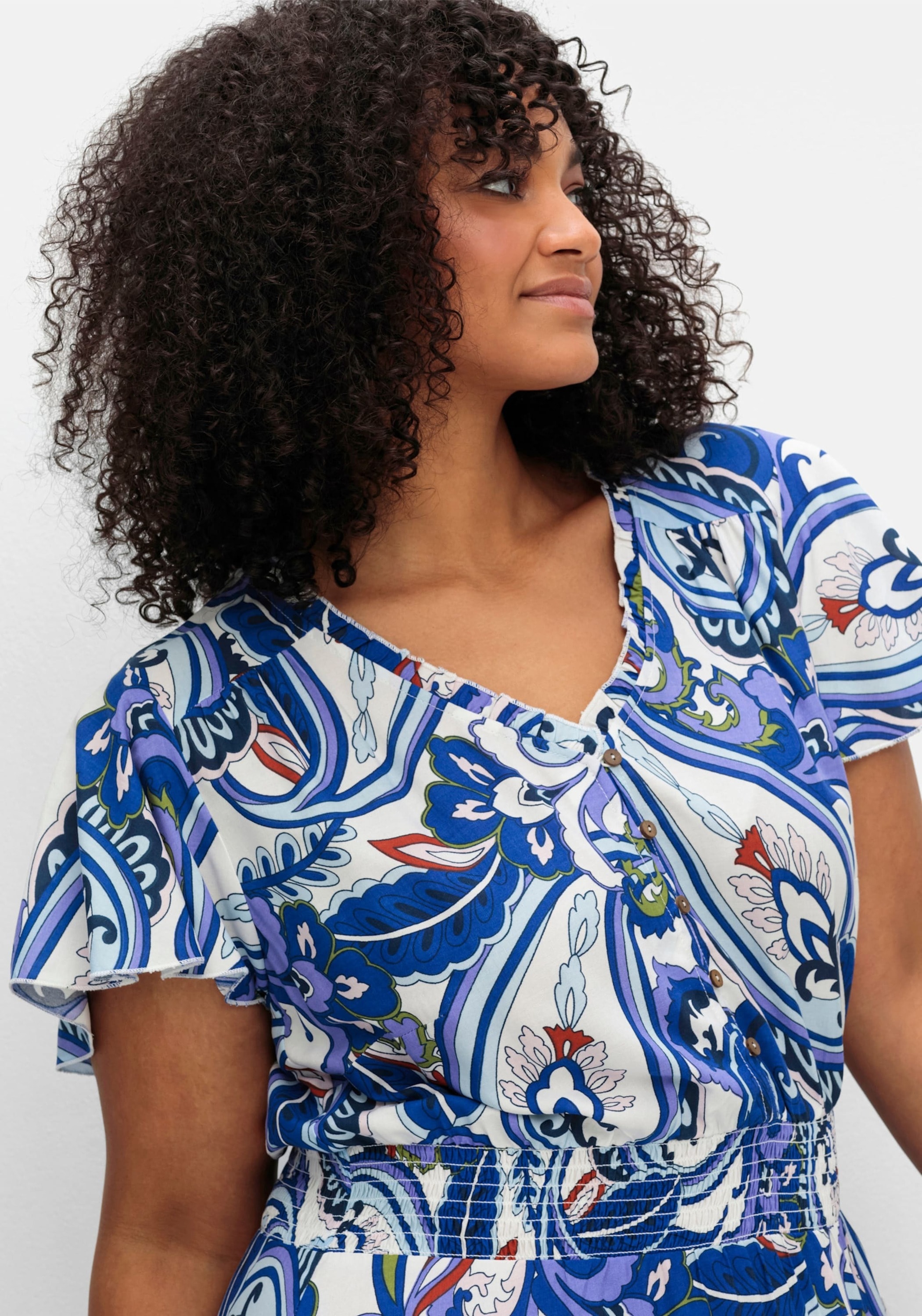 sheego by Joe Browns Sommerkleid »Druckkleid Maxikleid mit Paisleyprint« im Paisleymuster, mit Smokbund