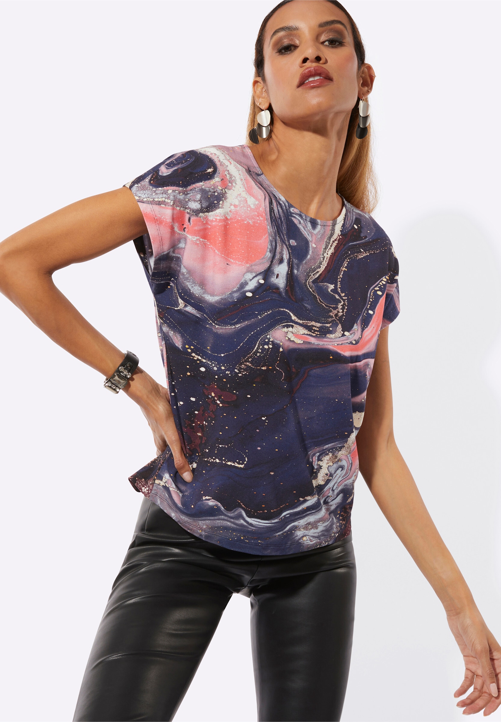 creation L T-Shirt »Druck-Shirt Kurzarmshirt mit überschnittenen Schultern«