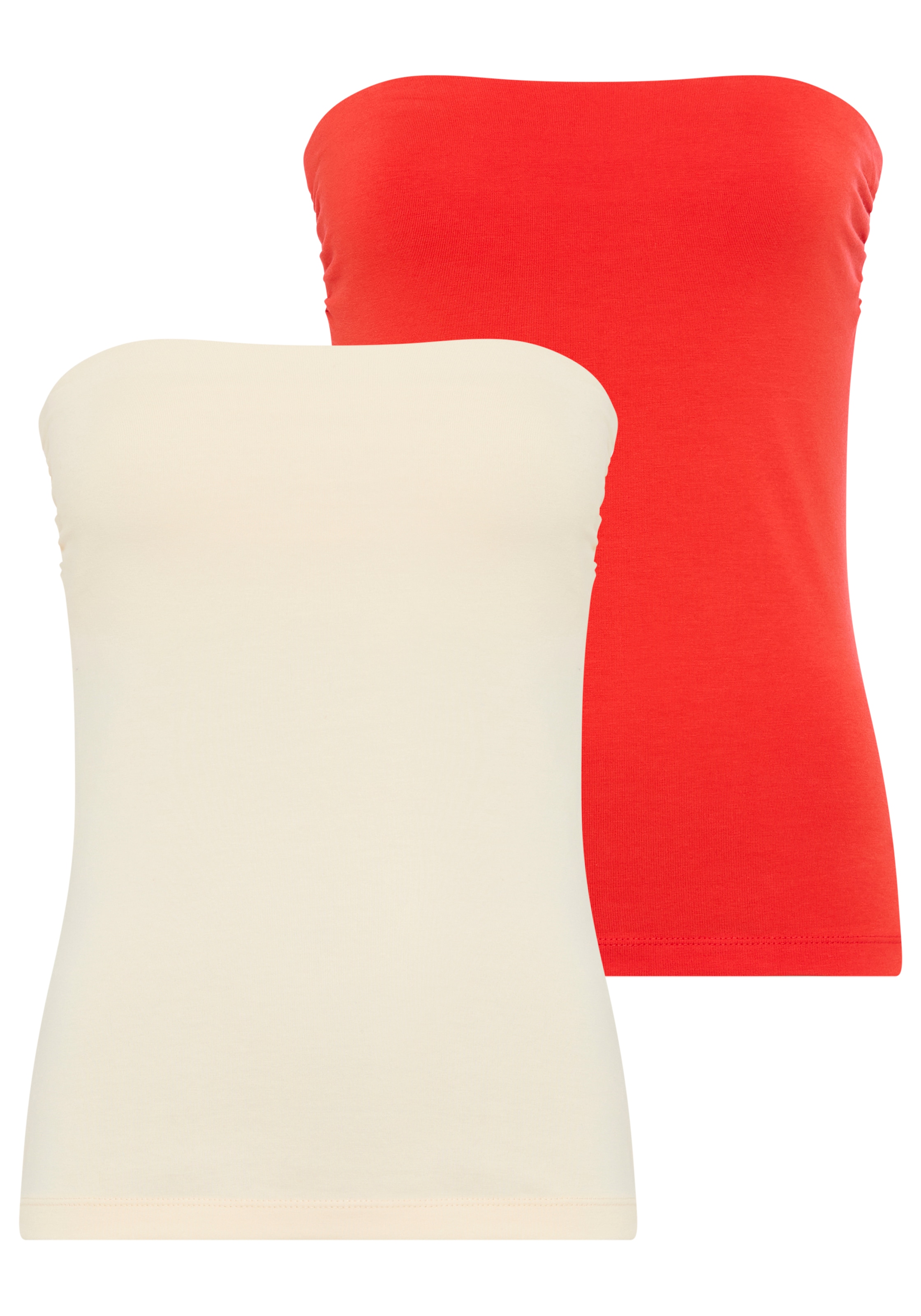 Melrose Bandeautop 2er-Pack,  mit Raffung an der Naht, durchgestepptes Rumpfabschluss