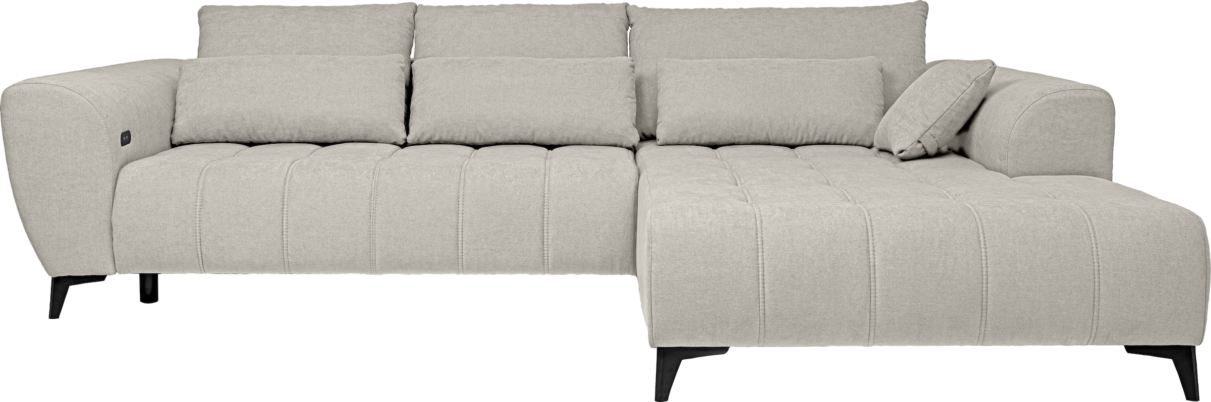 WERK2 Ecksofa »Garay, XXL-Liegefläche: elektrisch ausziehbar auf ca. 228×126 cm« Luxus in Übergröße: XXL-Liegefläche, Komfort-Ottomane & stilvolle Füße