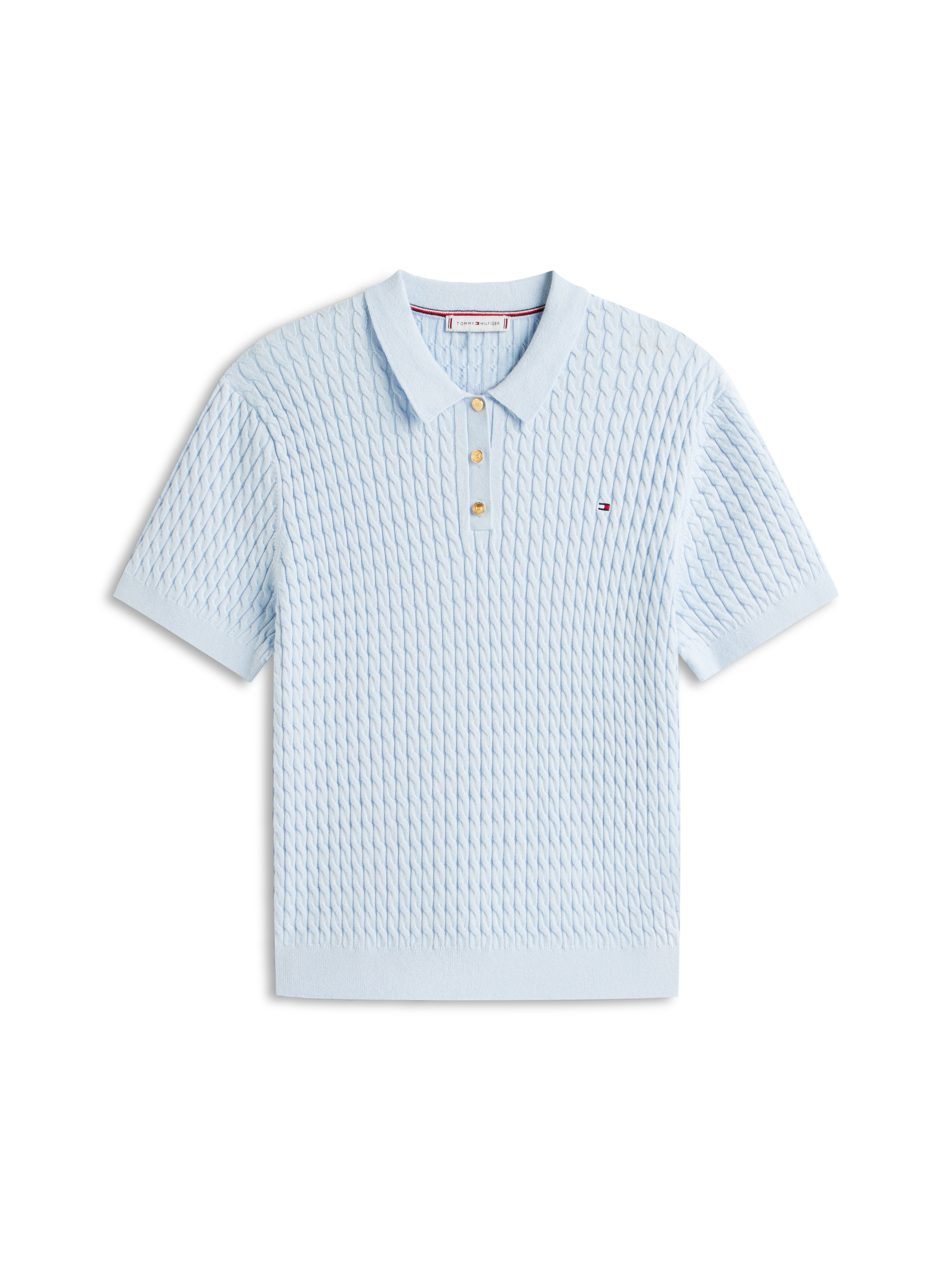Tommy Hilfiger Curve Polokragenpullover »CRV CO CABLE FINE GG POLO S/S« in großen Größen, mit Zopfmuster