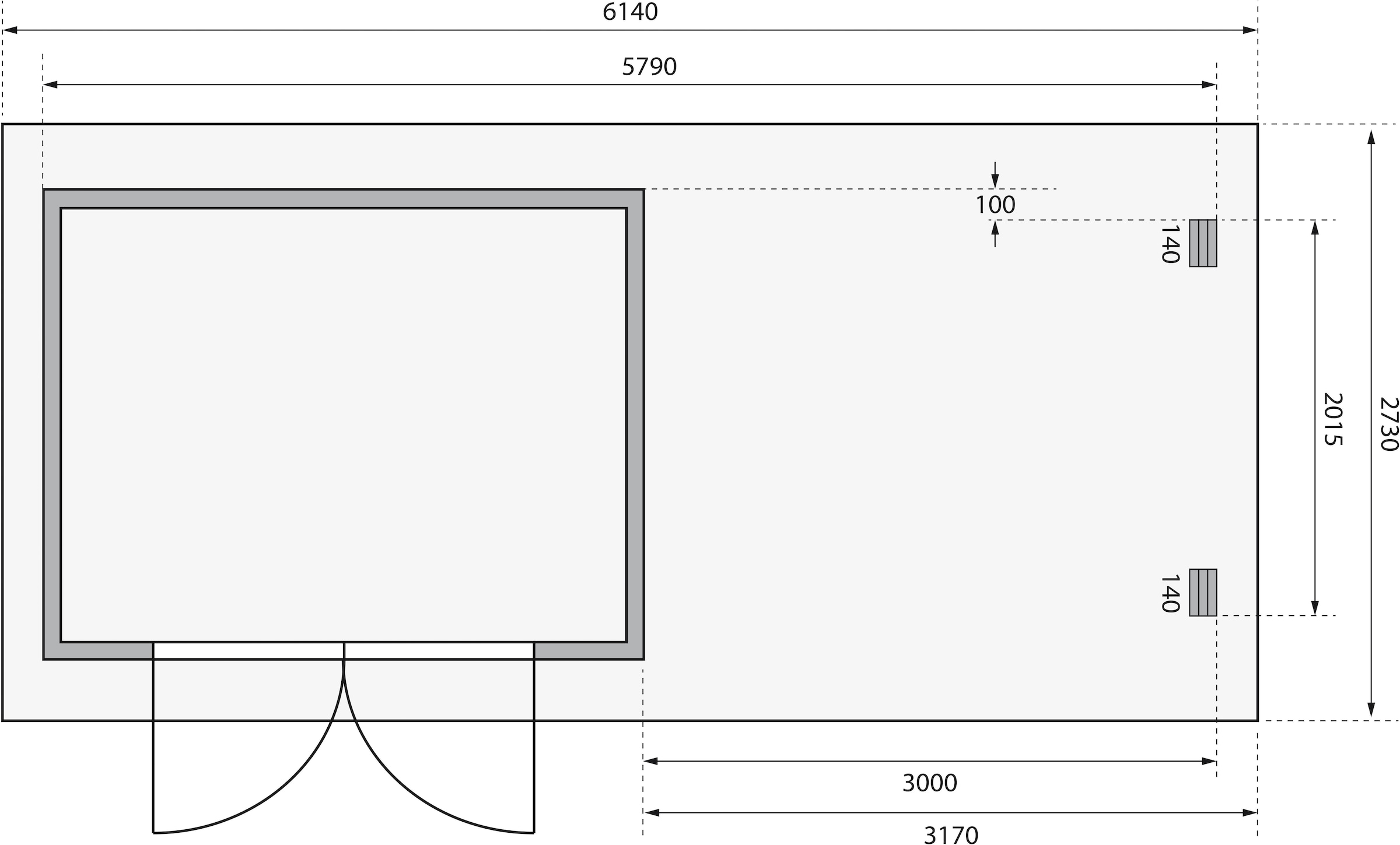 Karibu Gartenhaus »Schloßsee 3« terragrau oder natur, mit Anbaudach