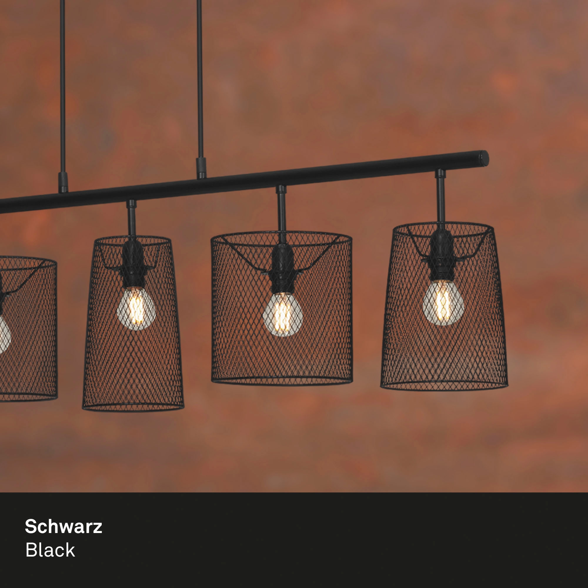 Briloner Leuchten Pendelleuchte »Pendelleuchte RETRO«, Pendelleuchte Pendellampe Drahtschirmen Metall schwarz 5x E14 40W IP20