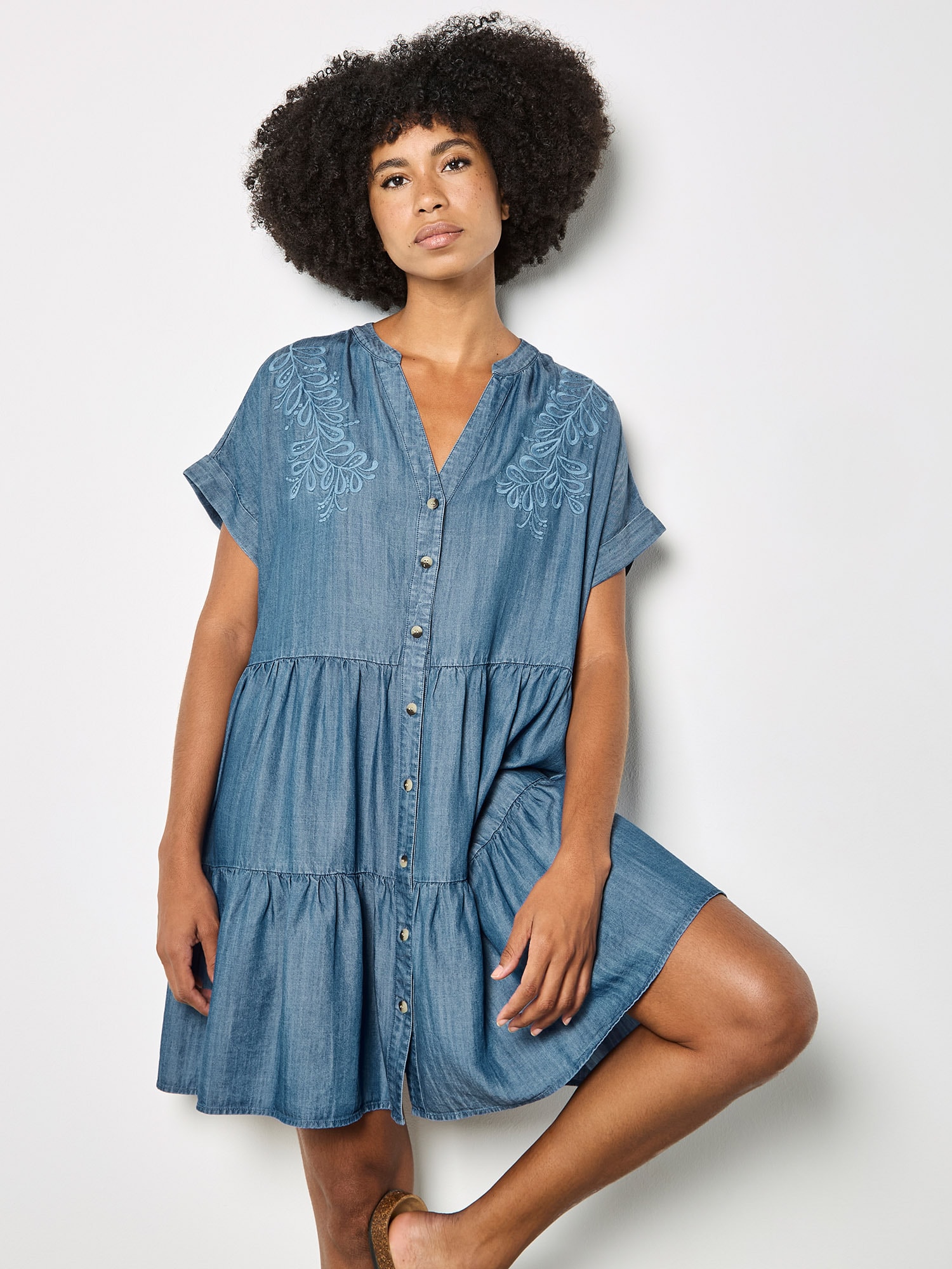 Apricot Jeanskleid »Minikleid« mit Stufenrock