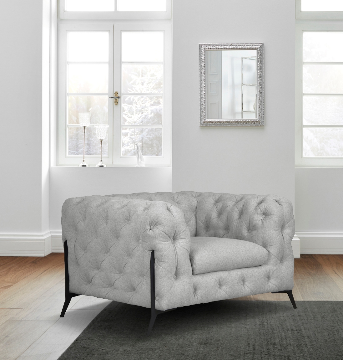 Leonique Chesterfield-Sessel »Amaury Sessel«, aufwändige Knopfheftung, moderne Chesterfield Optik, Fußfarbe wählbar