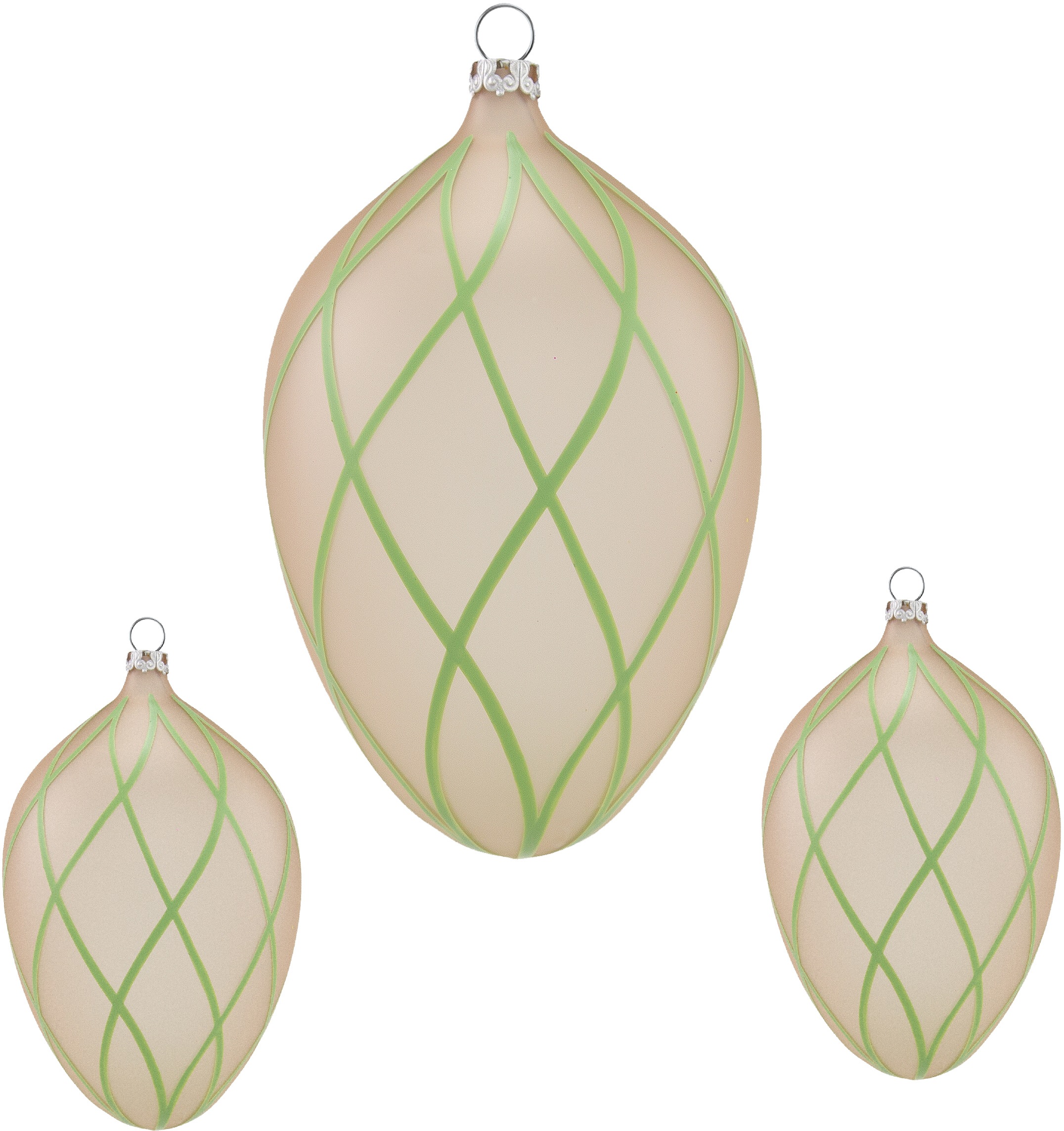 Thüringer Glasdesign Osterei »Rautennetz«, (Set, 3 St.), mundgeblasen, handdekoriert