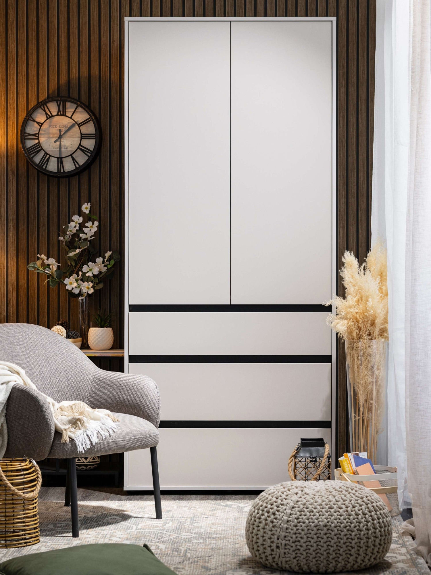 INOSIGN Kleiderschrank »Corbet Schlafzimmerschrank, Drehtürenschrank,  Wäscheschrank TOPSELLER« 93 cm breit, 3x Schubladen, Kleiderstange, ABS schutzkanten