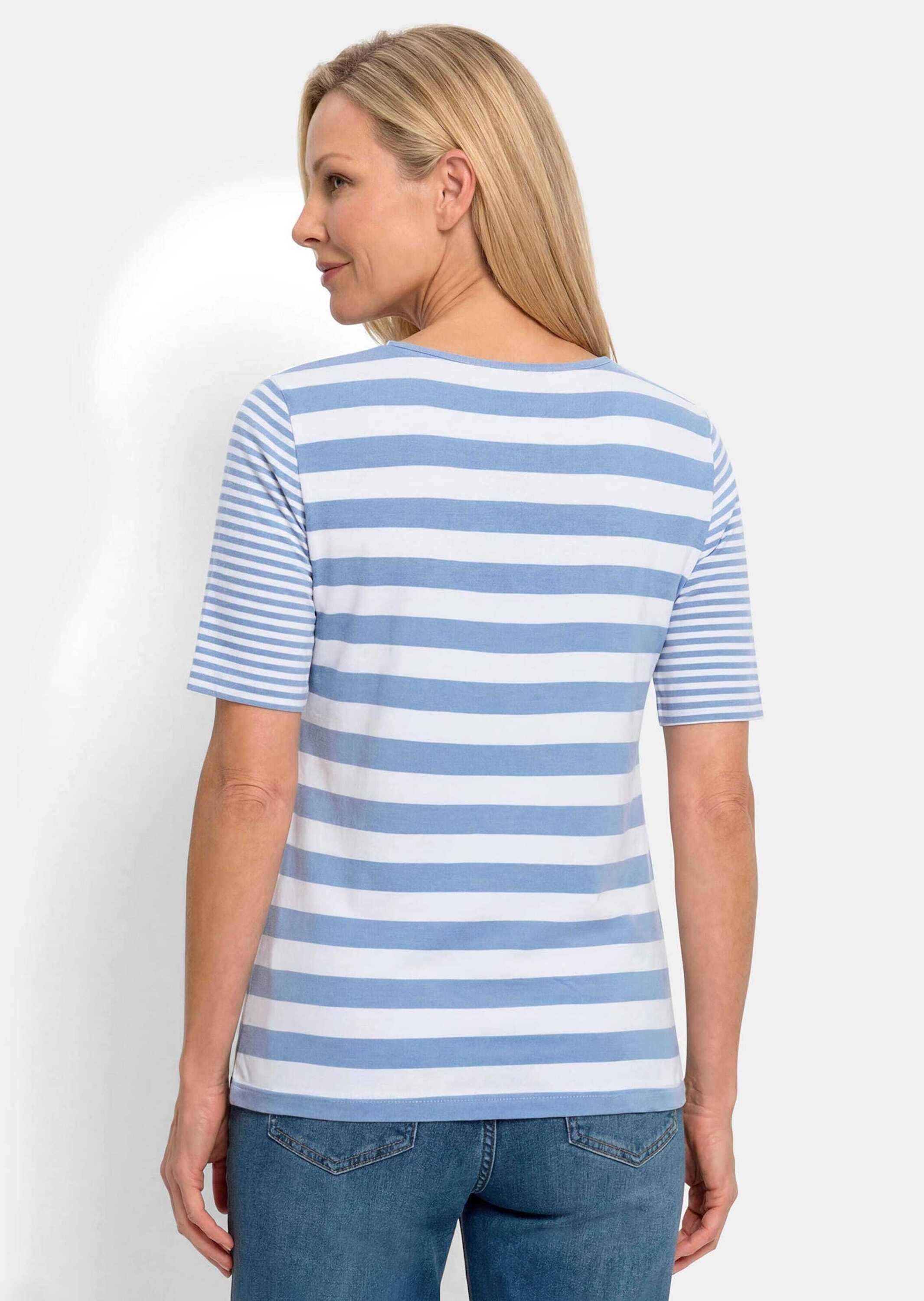 GOLDNER Kurzarmshirt »Streifenshirt aus softer Baumwollmischung« stretchbequemer Viskosejersey