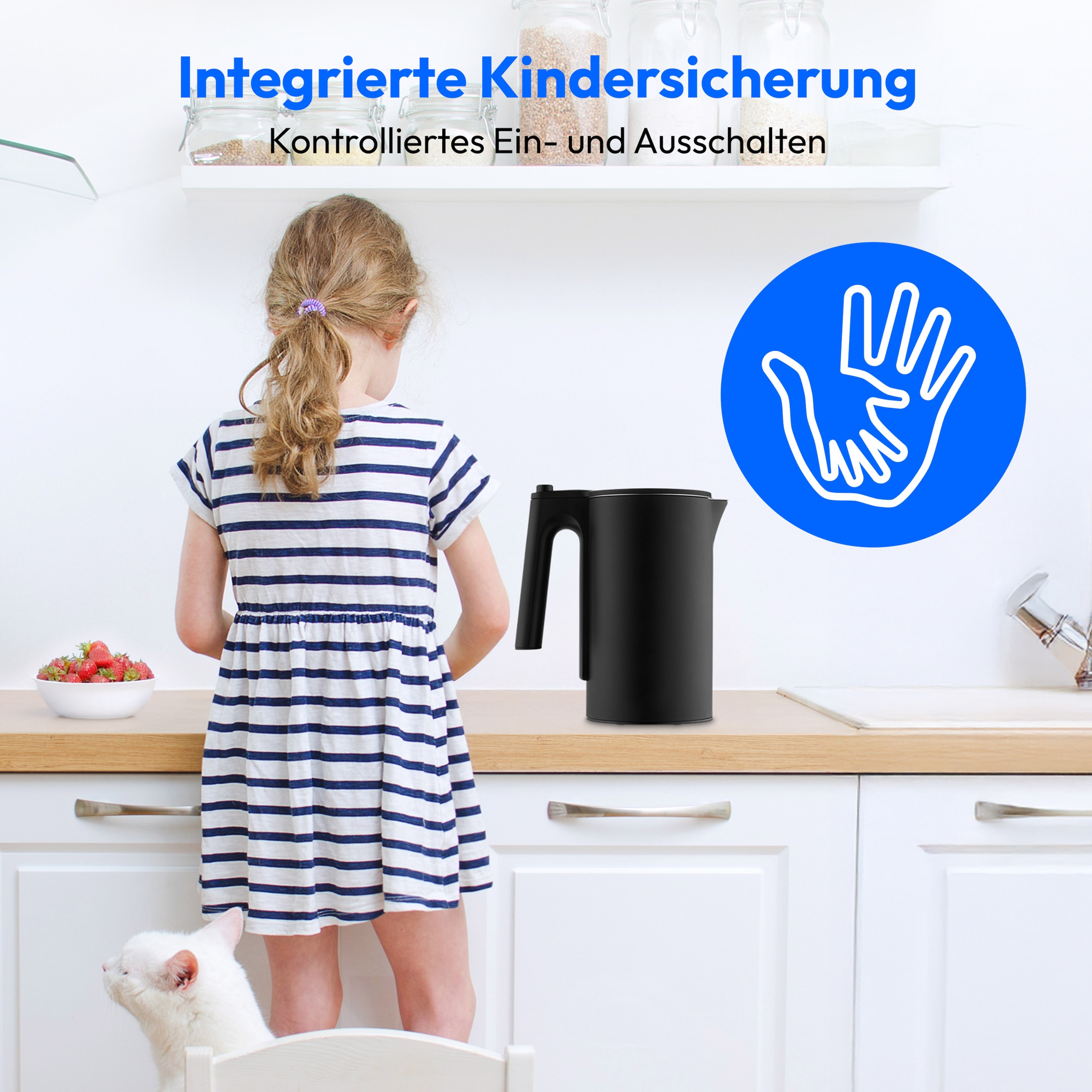 Medion® Wasserkocher »MD12106« 1,5 l 2200 W 2.200 W, 1,5 L, LED-Display, Sensor-Touch Bedienung, Kindersicherung