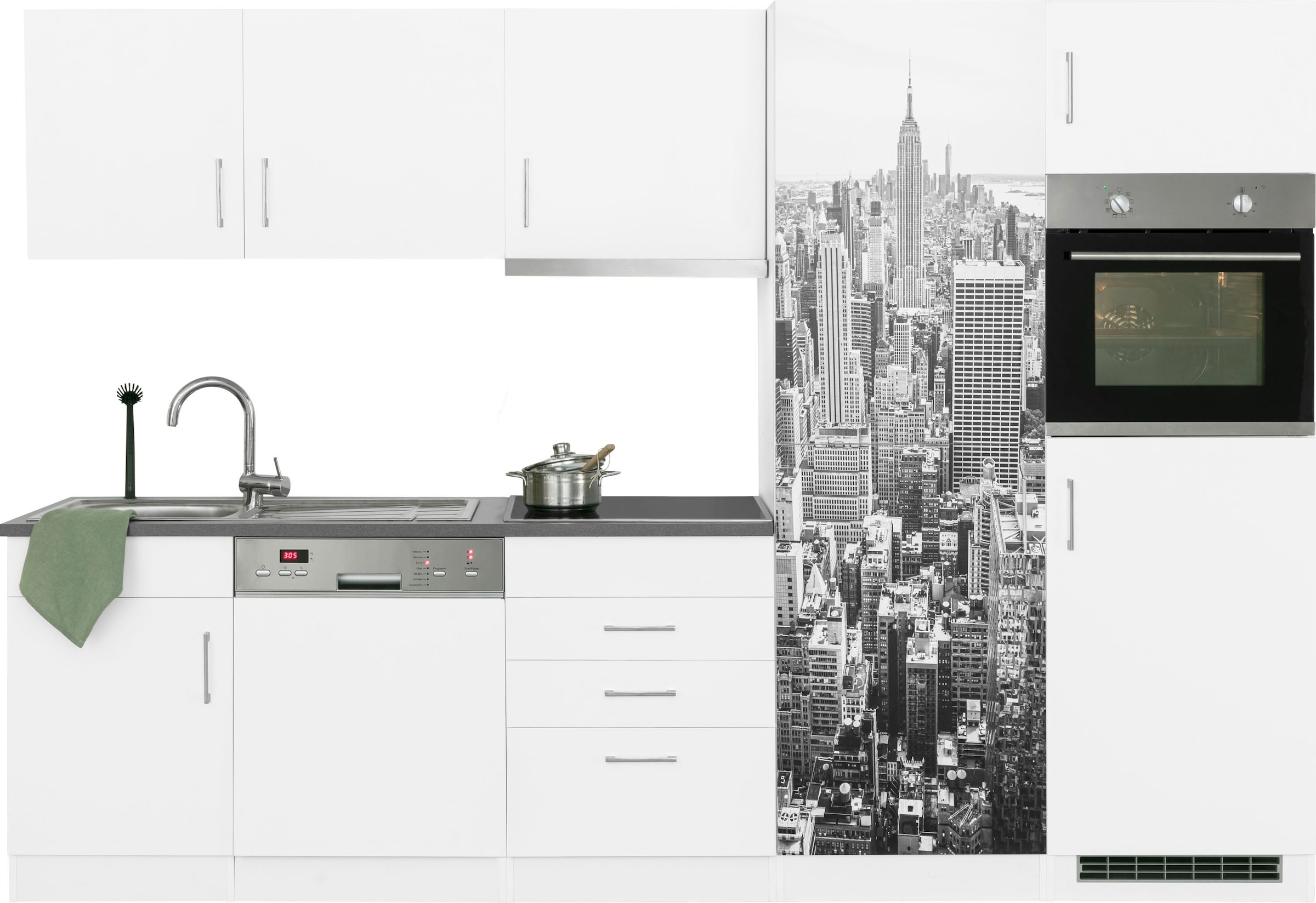 HELD MÖBEL Küchenzeile »Paris«, mit E-Geräten, Breite 290 cm, wahlweise mit  Induktionskochfeld online bei OTTO