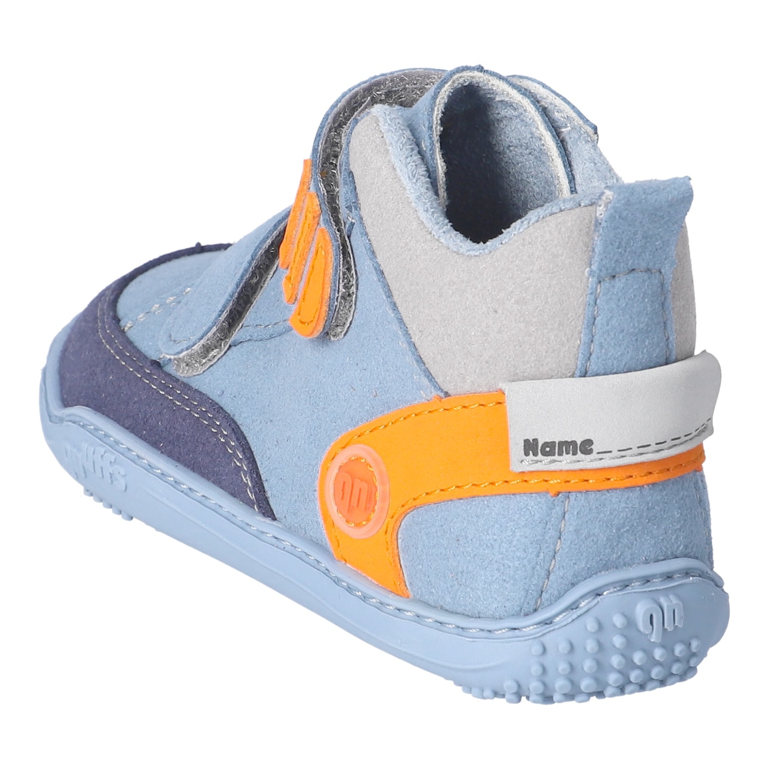 qnuffs Barfußschuh »Kastanie«  Klettschuh, mit Namensschild an der Ferse, kürzbarer Klettriemen