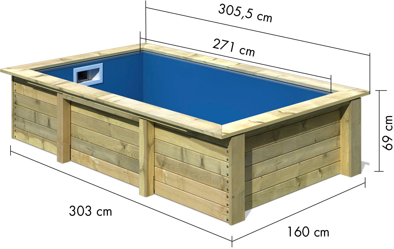 Karibu Rechteckpool »Triton L 181,5 x B 305 x H 69 cm« kesseldruckimprägniert