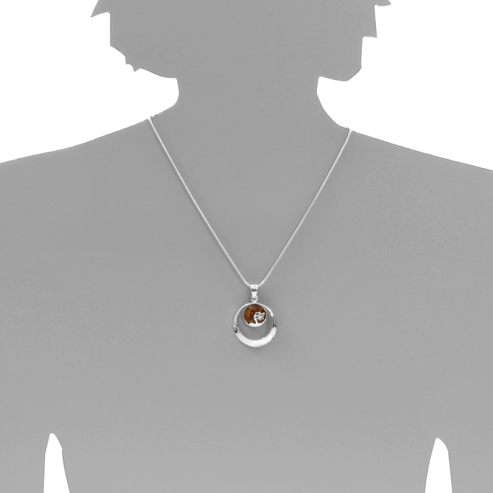 OSTSEE-SCHMUCK Kettenanhänger »- Windflüchter 30 mm - Silber 925/000 - Bernstein«
