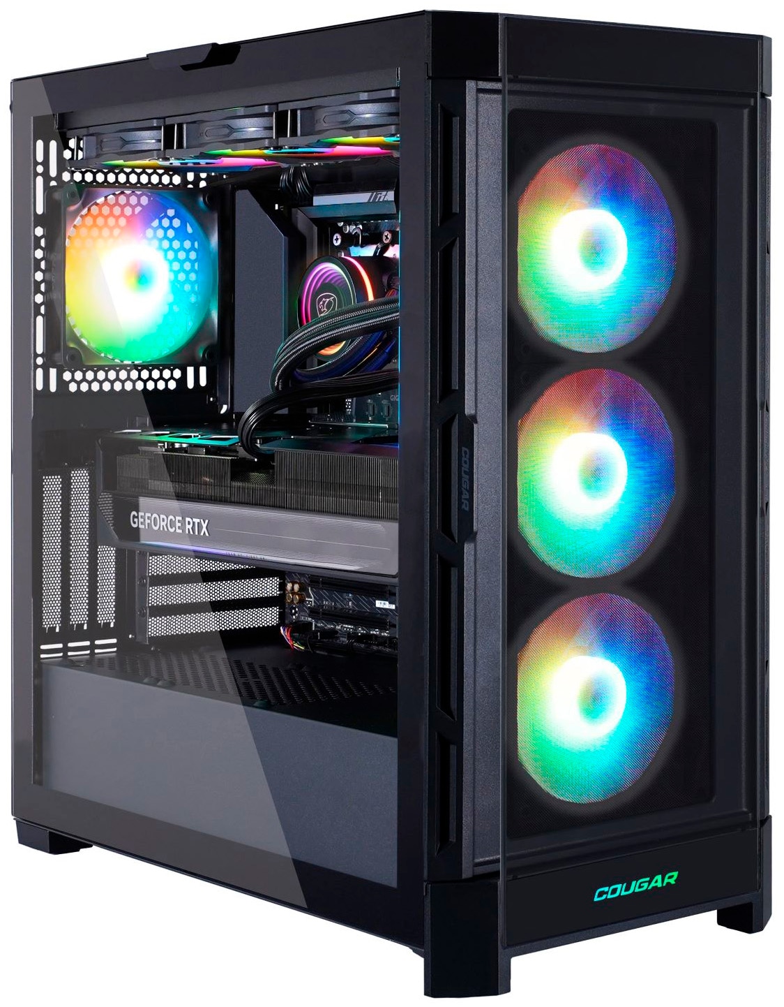 Cougar Gaming-PC-Komplettsystem »MegaDeal DUOFACE PRO BK 2849 AMD Ryzen 7 9700X 32GB DDR5 1TB SSD« 34 ″ AMD Ryzen 7 GeForce RTX? 5070Ti 32 GB RAM 1.000 GB SSD Windows 11, DDR5 RAM + MSI MAG 342CQR E2 Curved Monitor 86cm (34")