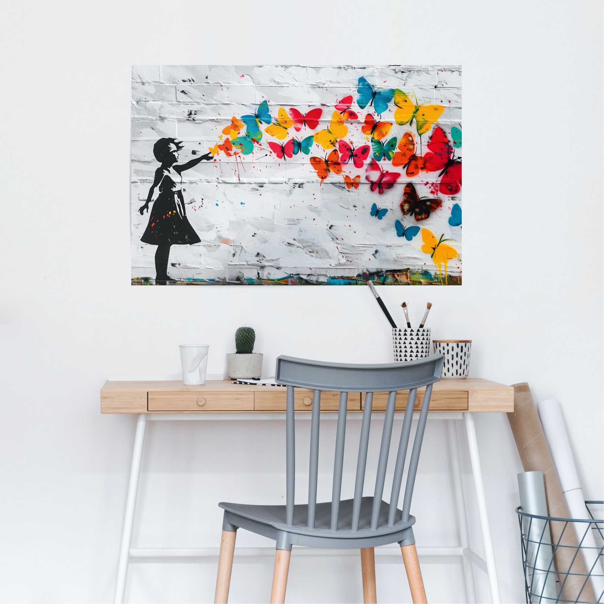 Reinders! Poster »Butterfly Girl« Kinderzimmer - Mehrfarbig - 150 gr.  Papier - Street Art - 91,5x61 cm