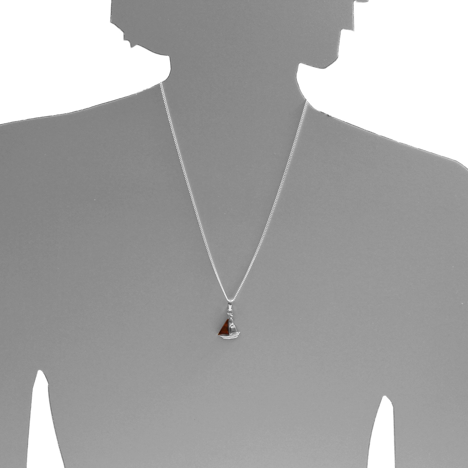 OSTSEE-SCHMUCK Kettenanhänger »- Schiffchen - Silber 925/000 - Bernstein«