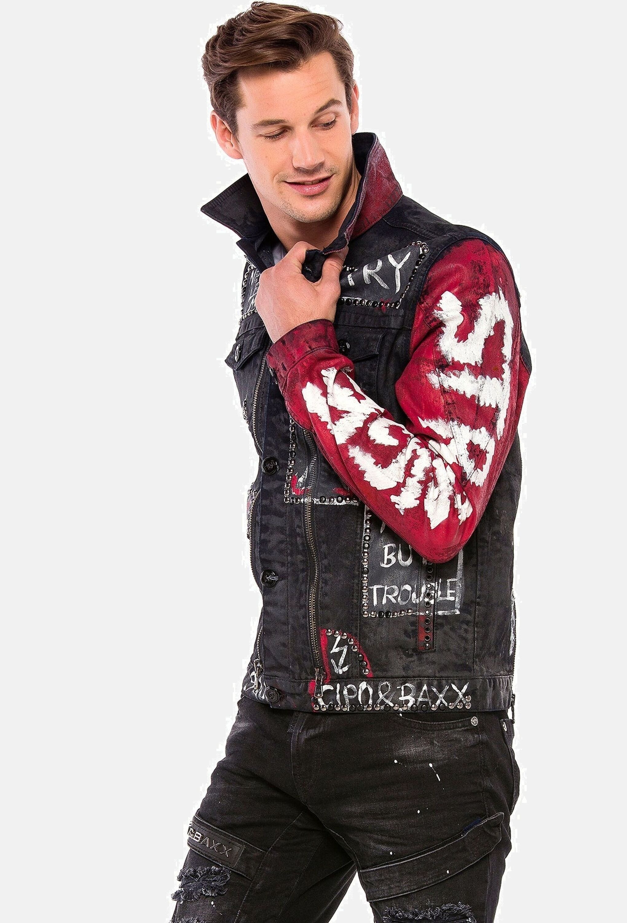 Cipo & Baxx Jeansjacke »Cipo & Baxx Jacke« ohne Kapuze mit Knopfleiste, CJ248