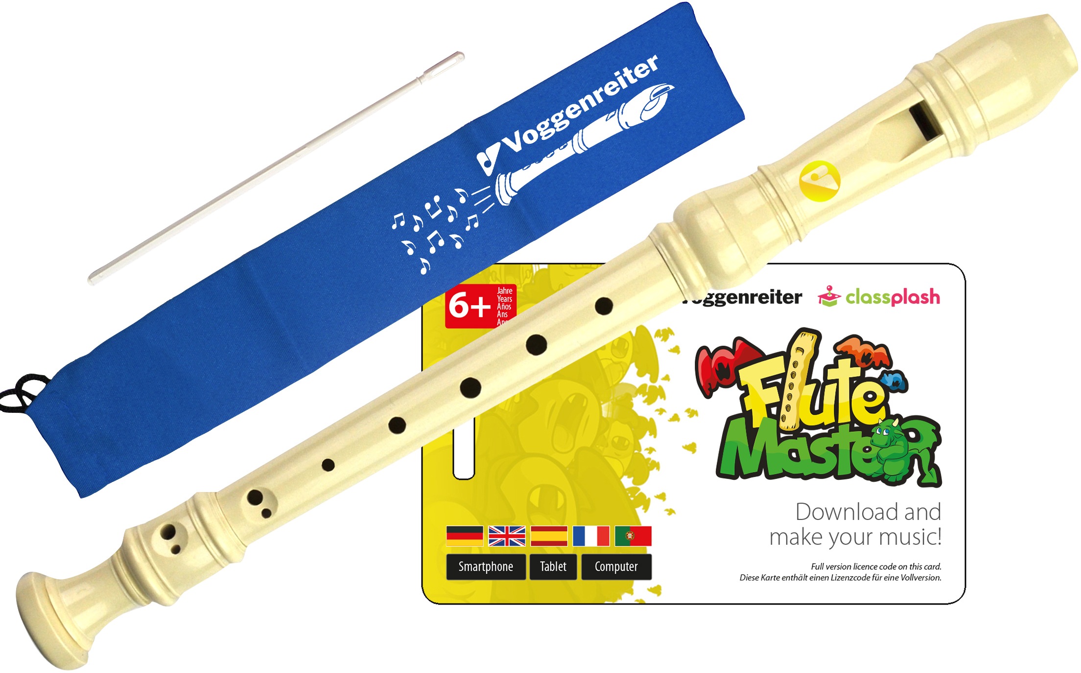 Voggenreiter Blockflöte »Flute Master (App) mit Blockflöte, deutsche Griffweise«, Sopran, C-Dur, Deutsch