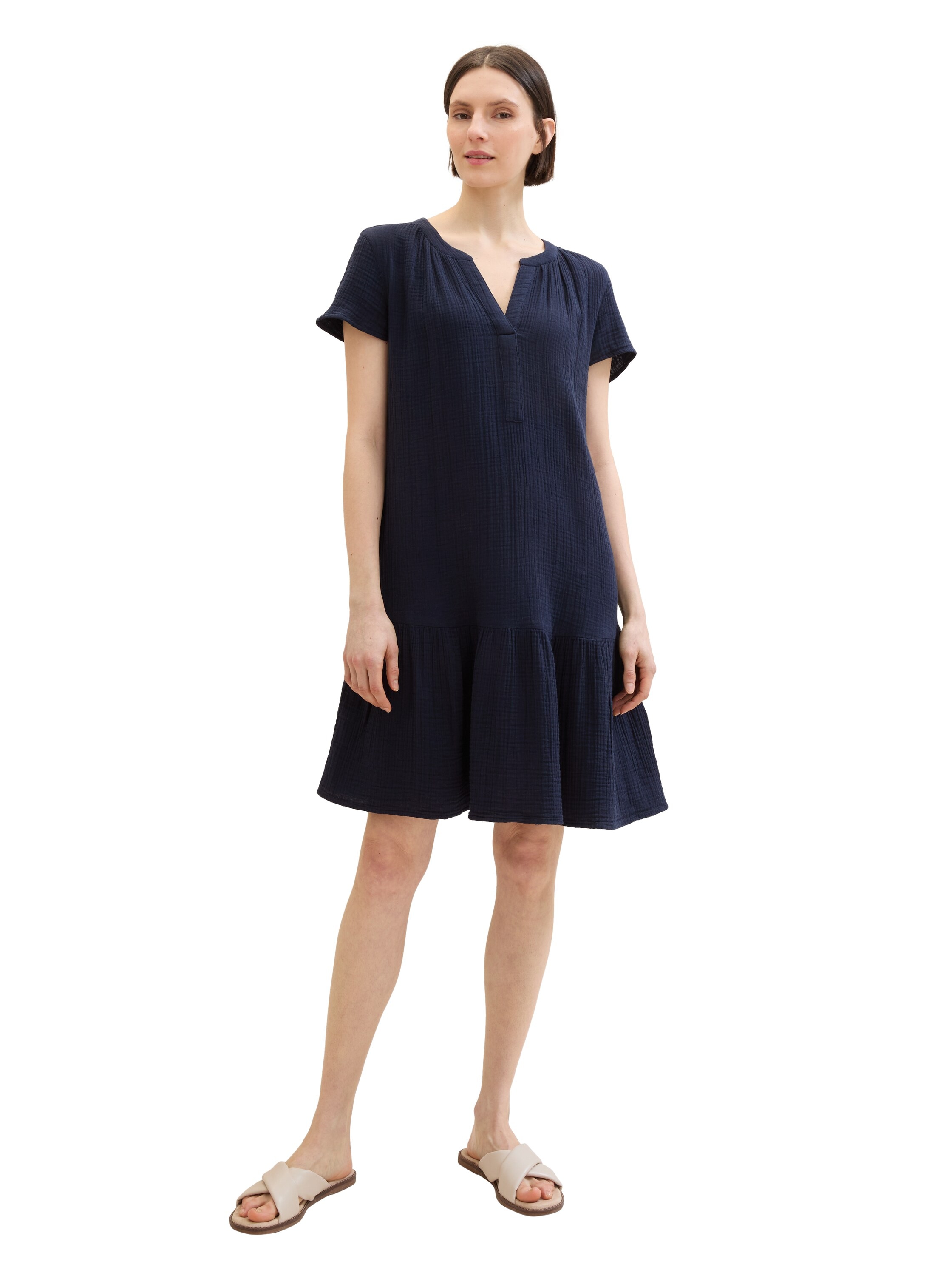 TOM TAILOR Minikleid, mit leichter Raffung - in Crincle-Optik