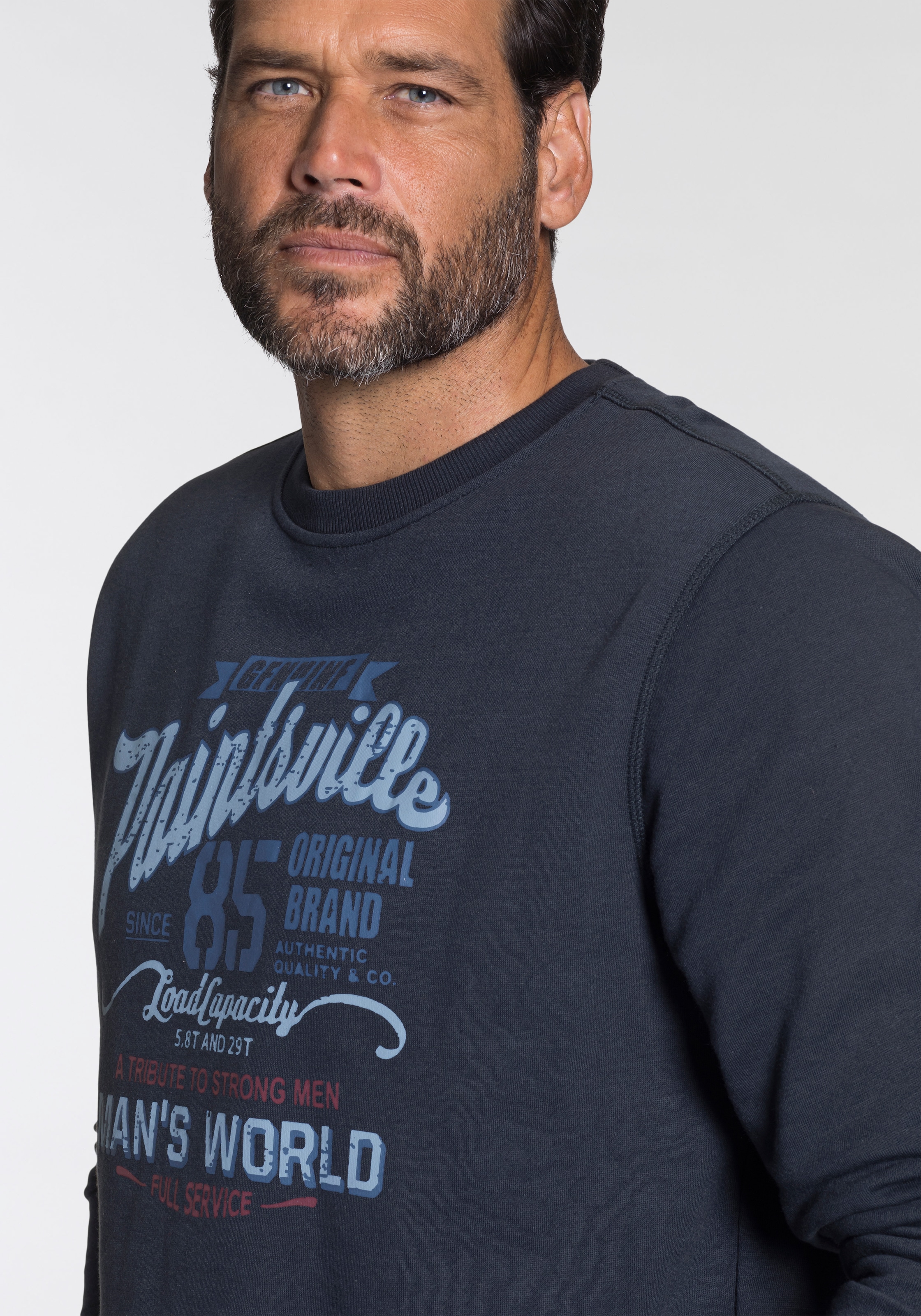 Man's World Sweatshirt, Langarm, lässiger Print, Rundhals, aus Baumwollmischung