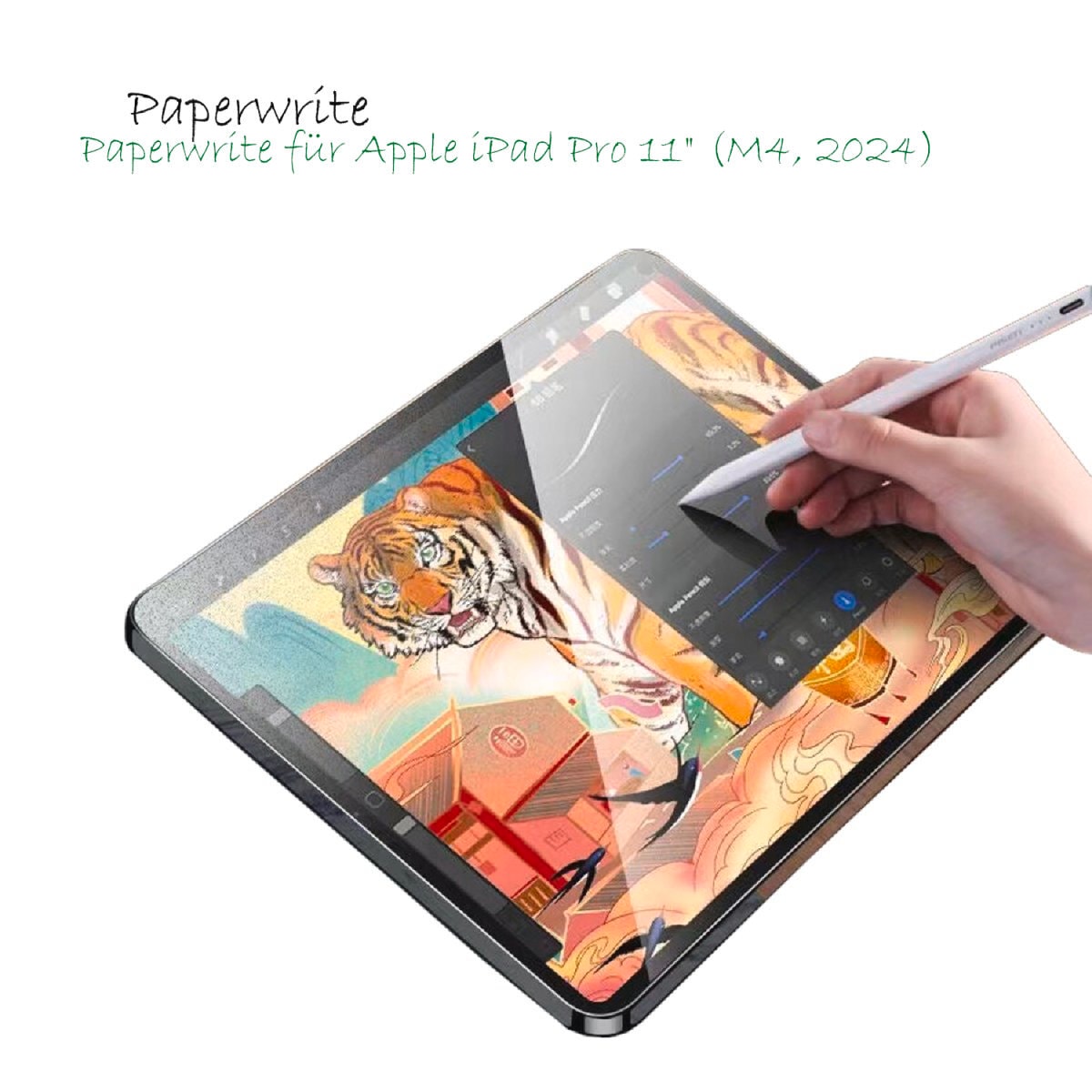 4smarts Displayschutzfolie »Paperwrite Screen Protector«, für Apple iPad Pro 11 (M4, 2024), Papierhaptik, Schutzfolie, Bildschirmschutz, kratz- & stoßfest