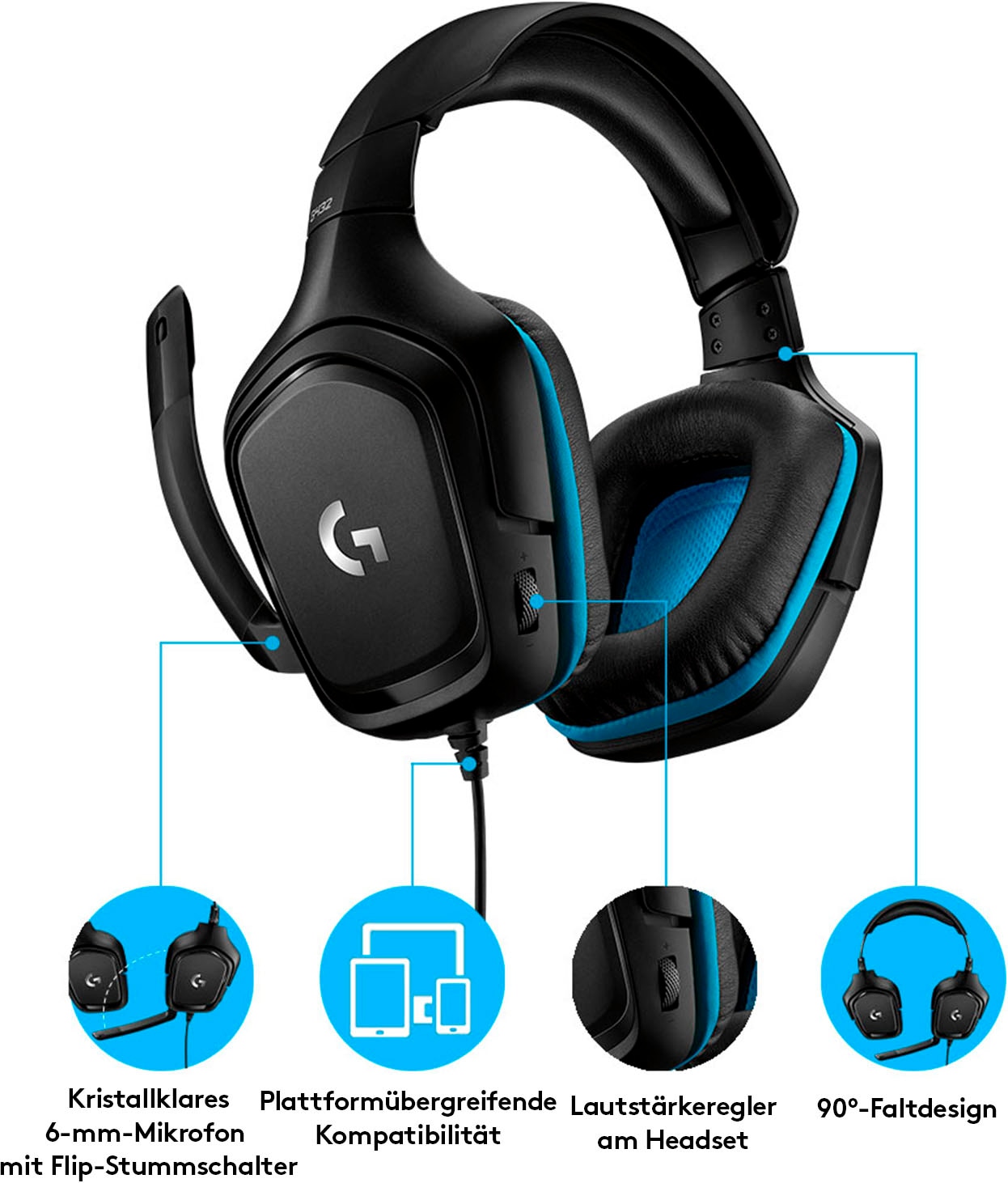 Logitech G Gaming-Headset »G432 - LEATHERETTE - EMEA«