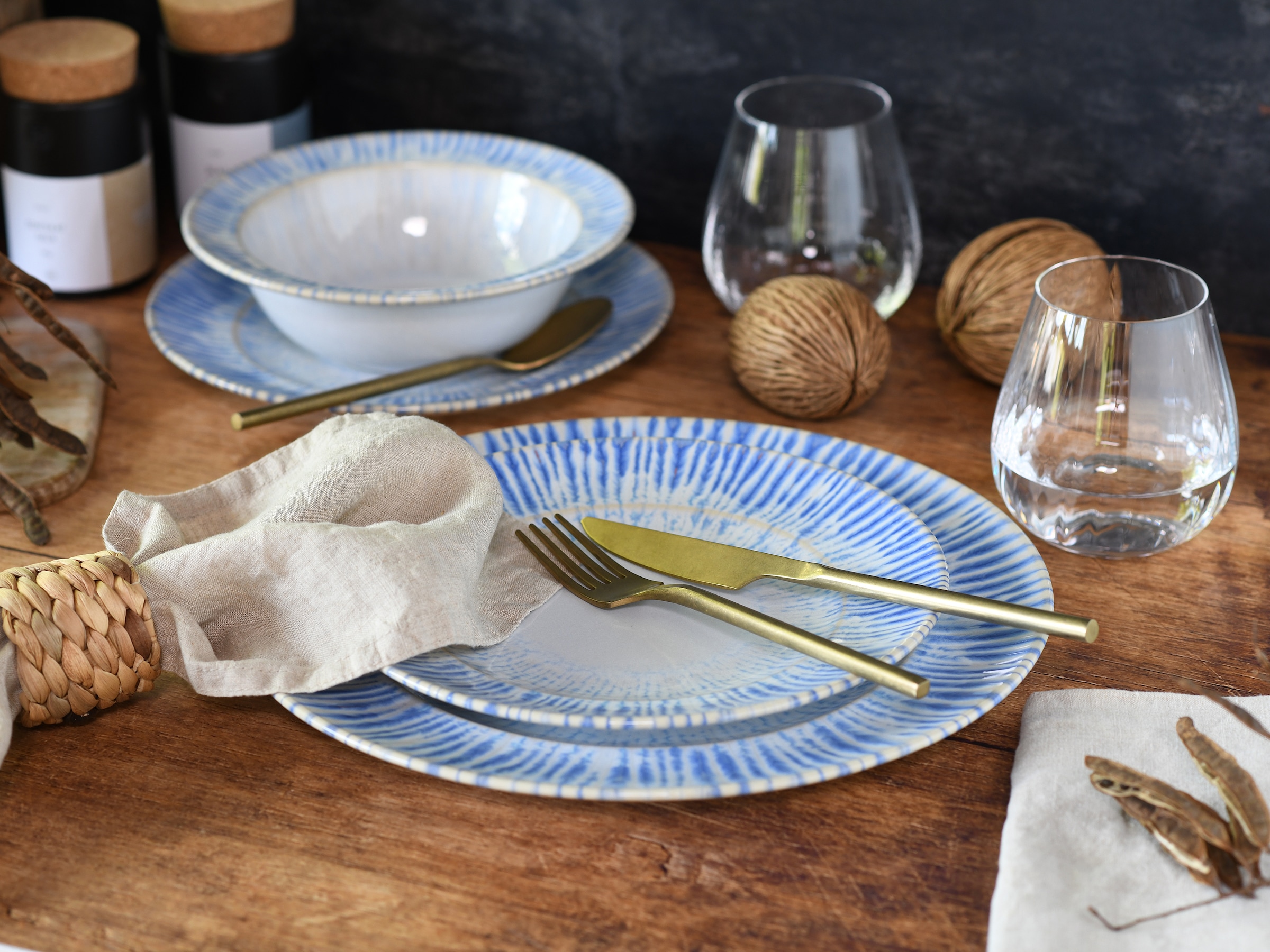 CreaTable Teller-Set »Rondo Summertime Blau, Tellerset 12-tlg« Maritim, Reaktivglasur