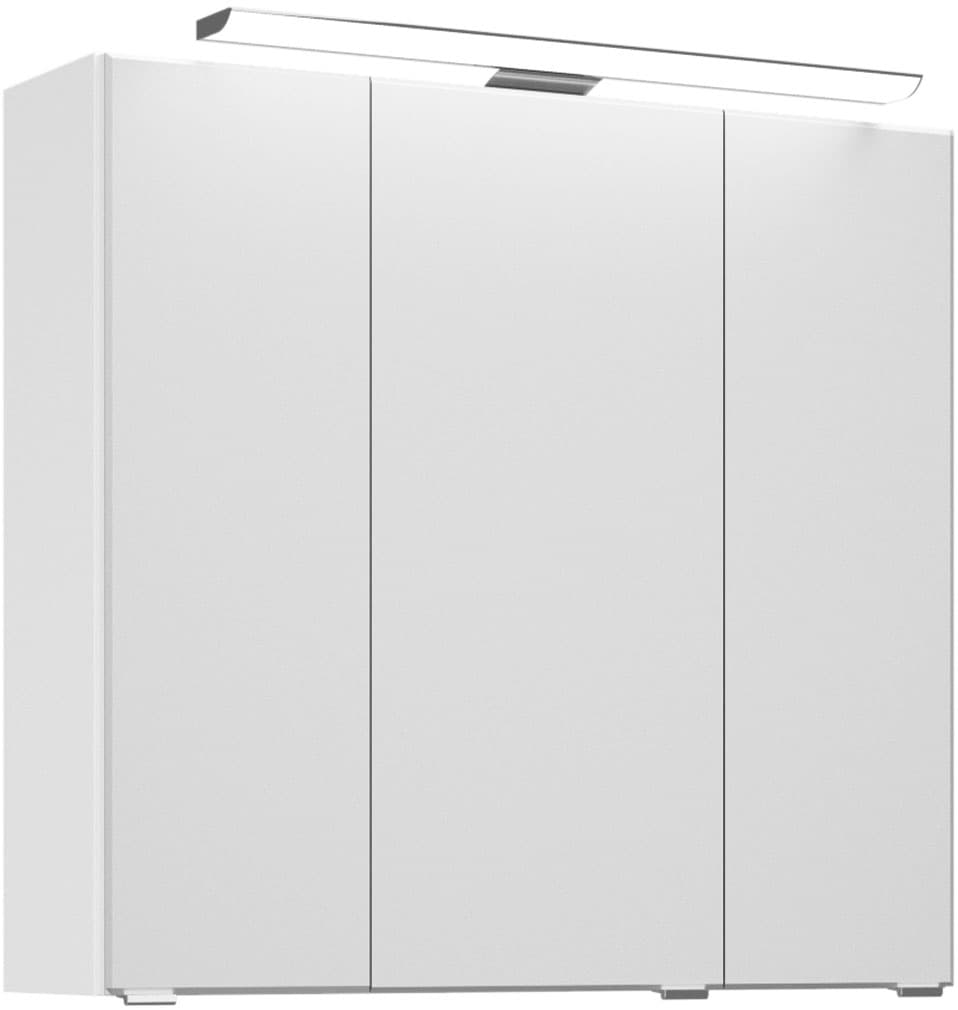Saphir Badmöbel-Set »Trentino 2-teilig Glas-Waschtisch, Spiegelschrank mit LED-Leuchte«, (3 St.), Badmöbel-Set 77cm breit, inkl. Türdämpfer, 3 Türen, 2 Auszügen