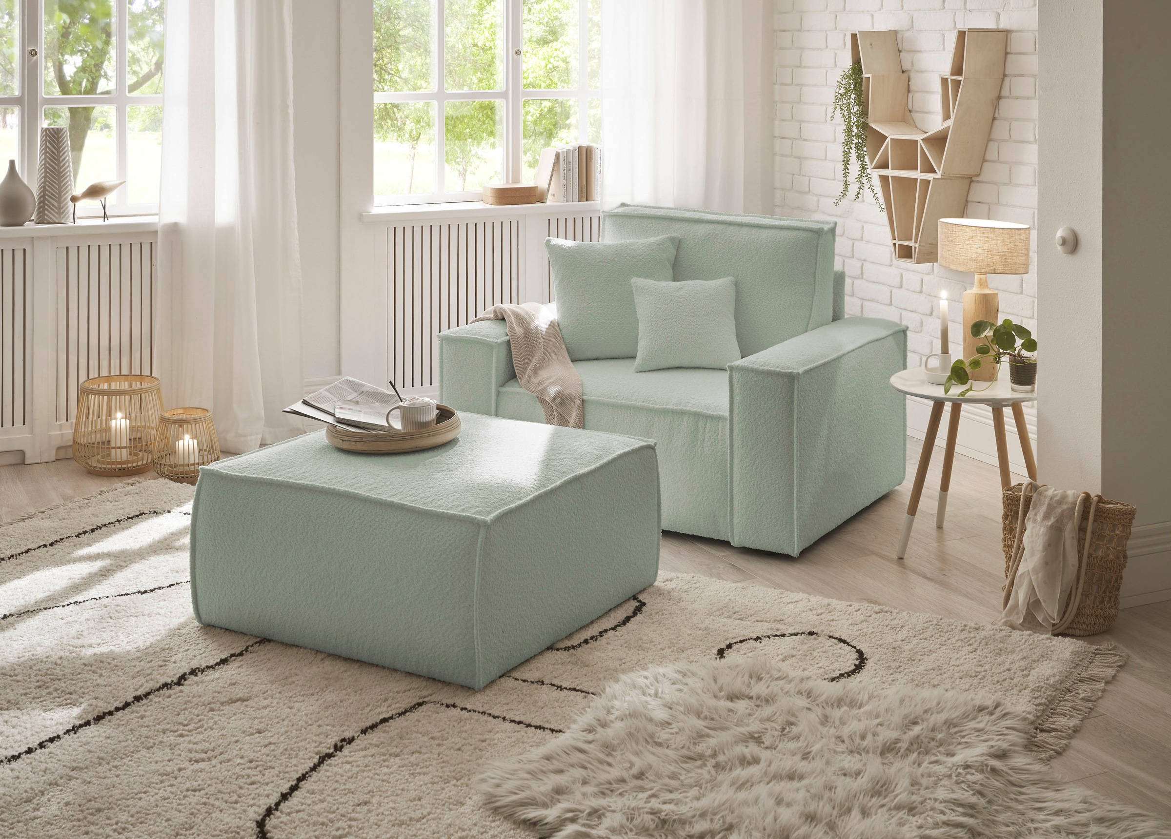 andas Loveseat »Finnley«, (2 St.), Loveseat und Hocker im Set, passend zur Polster-Serie Finnley
