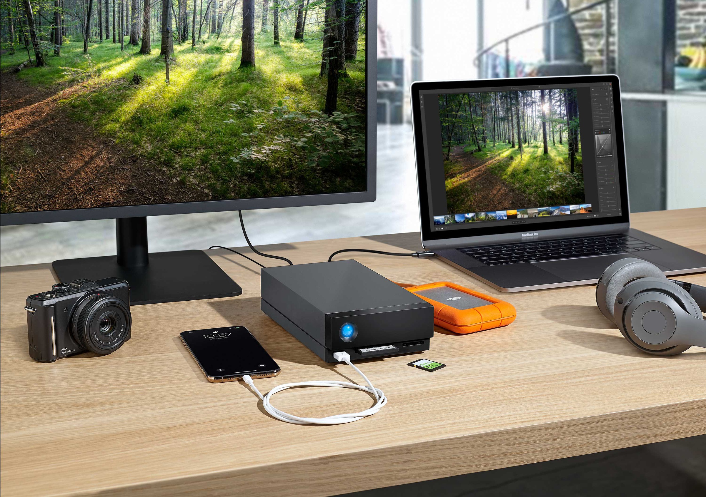 LaCie HDD-NAS-Festplatte »1big Dock«, Anschluss Thunderbolt 3-DisplayPort-SD-/CF-Kartensteckplätze-USB