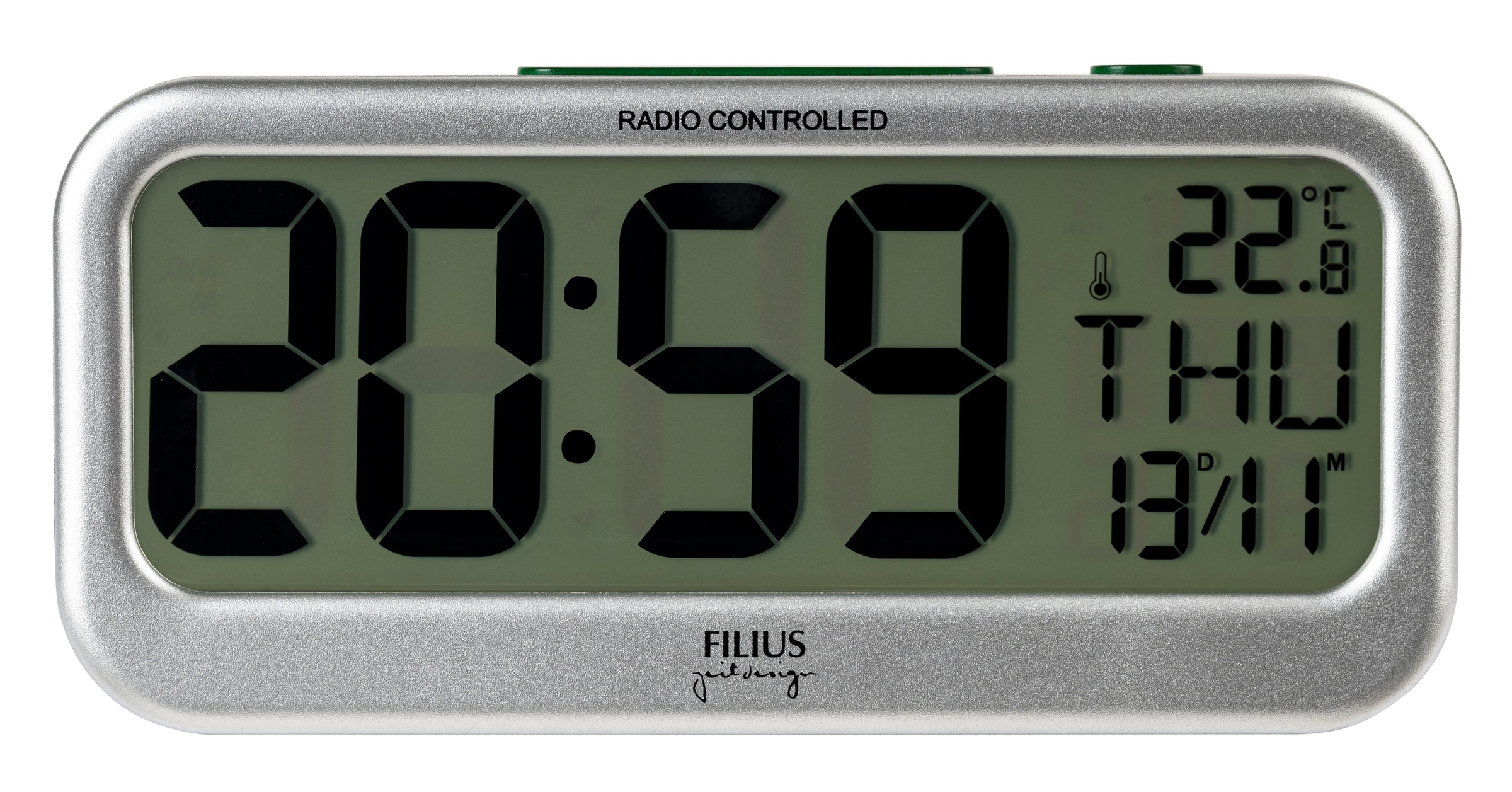 FILIUS zeitdesign Funkwecker Wecker, Schlafzimmer, Anzeige Innentemperatur, Beleuchtung, Wochentag