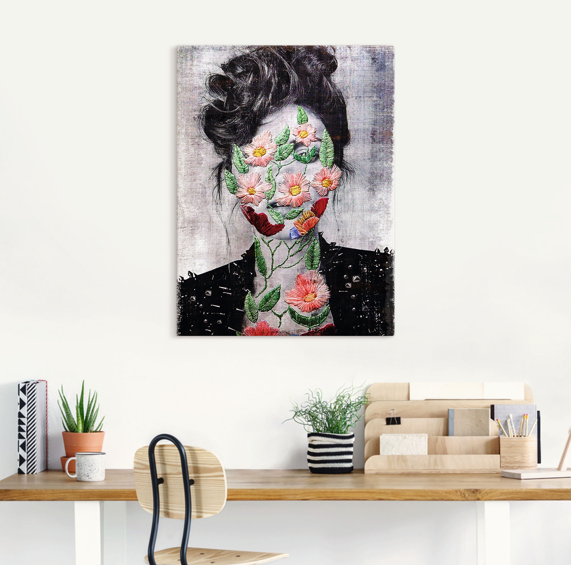 Artland Leinwandbild »Flower Face«, Portrait, (1 St.), auf Keilrahmen gespannt