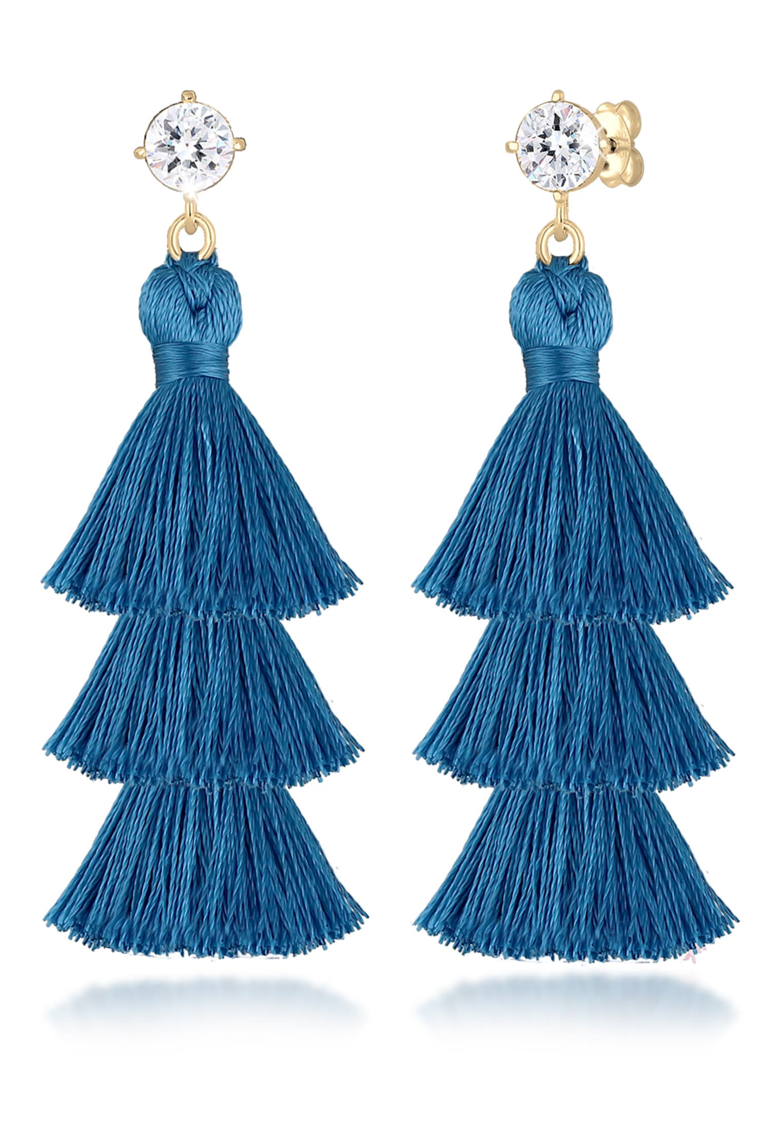 Elli Paar Ohrhänger »Ohrringe Tassel Rosa Boho Kristalle 925 Silber«