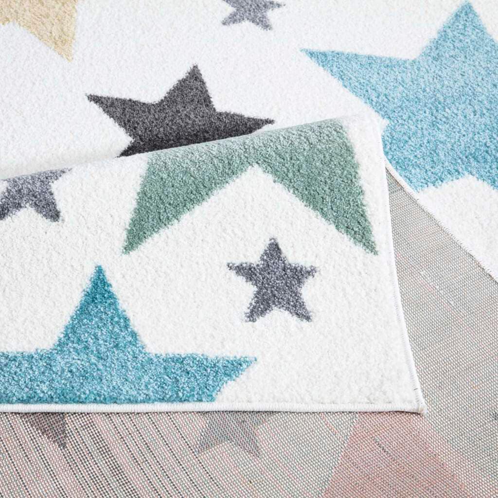 Carpet City Kinderteppich »ANIME903«, rechteckig, 11 mm Höhe, Kinderzimmer Teppich Modern mit Mond, Blumen, Wolken, Creme, Multi