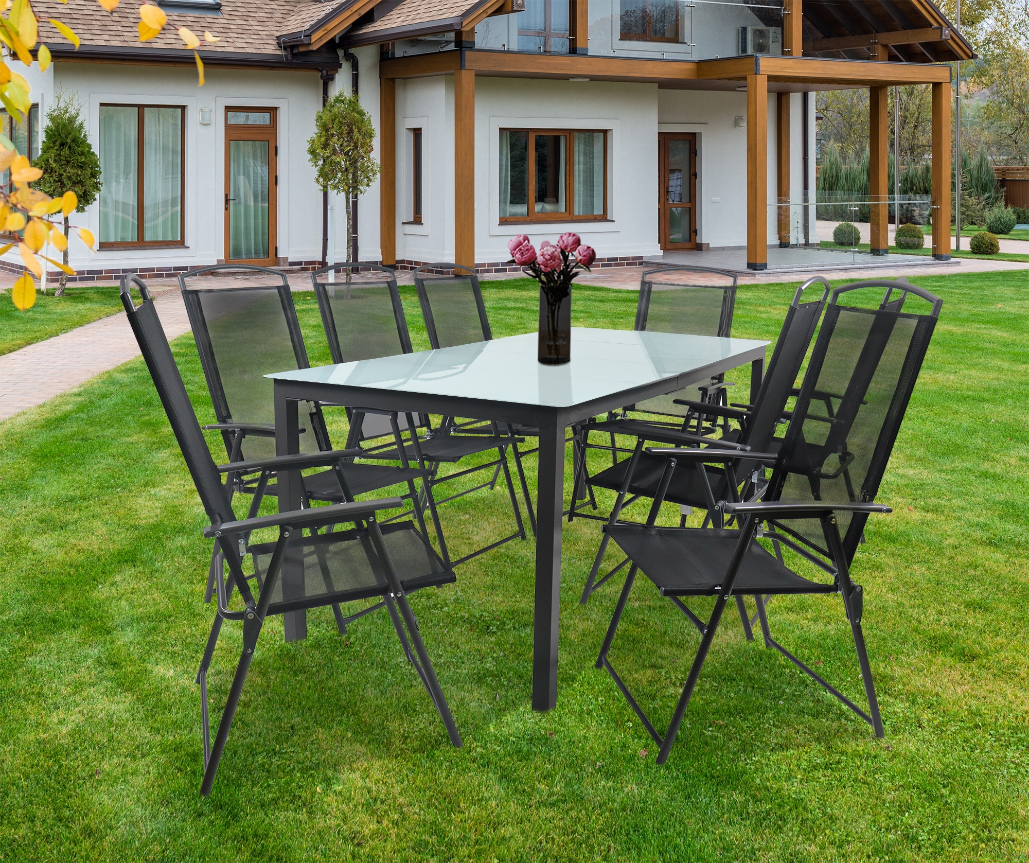 VCM Garten-Essgruppe »9-tlg Sitzgruppe Gartenmöbel Tisch Stühle Set 189M« 9 tlg.